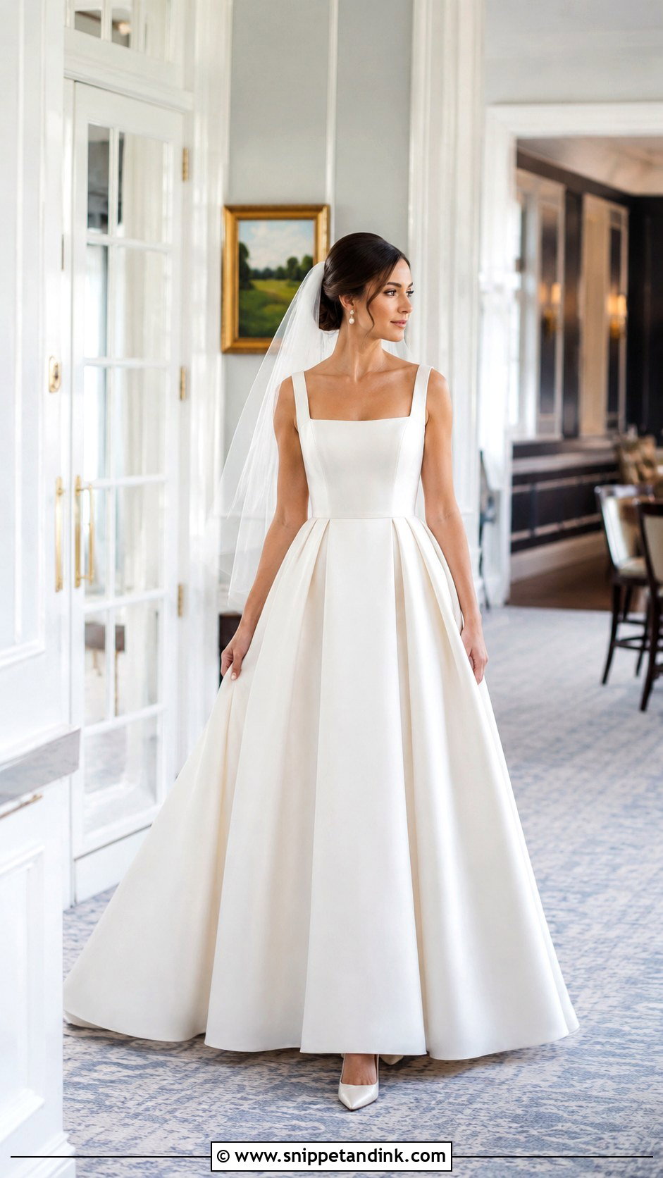 Pleated Mikado A Line Gown - Snippet and Ink - 20 Mikado Wedding Gown Ideas