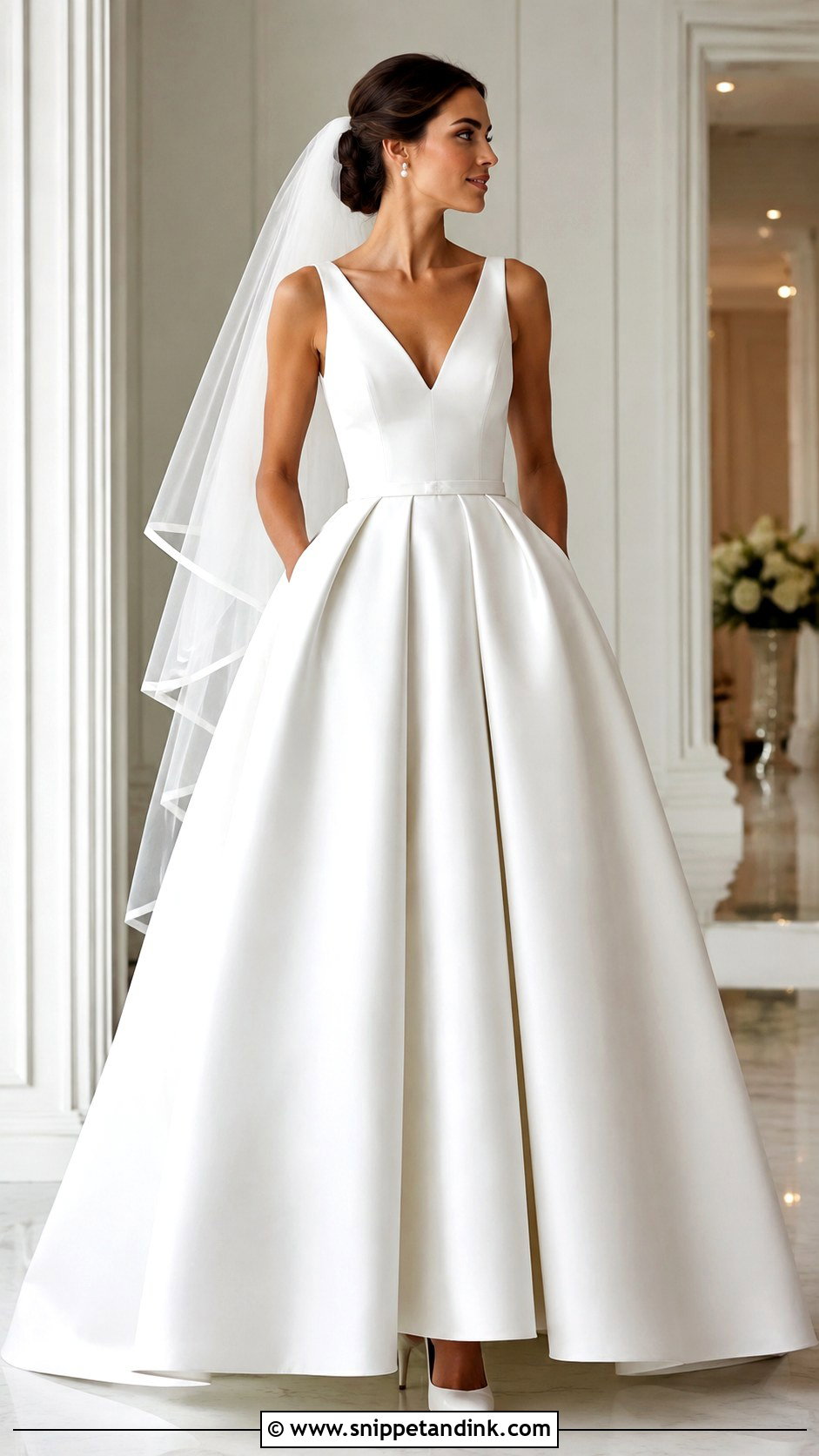 Pleated Mikado Ball Gown Wedding Dress - Snippet and Ink - 20 Inverted Triangle Wedding Dress Ideas