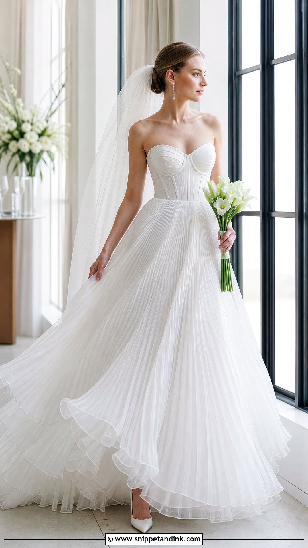 Pleated Organza Bridal Gown - Snippet and Ink - 20 2026 Bridal Gowns