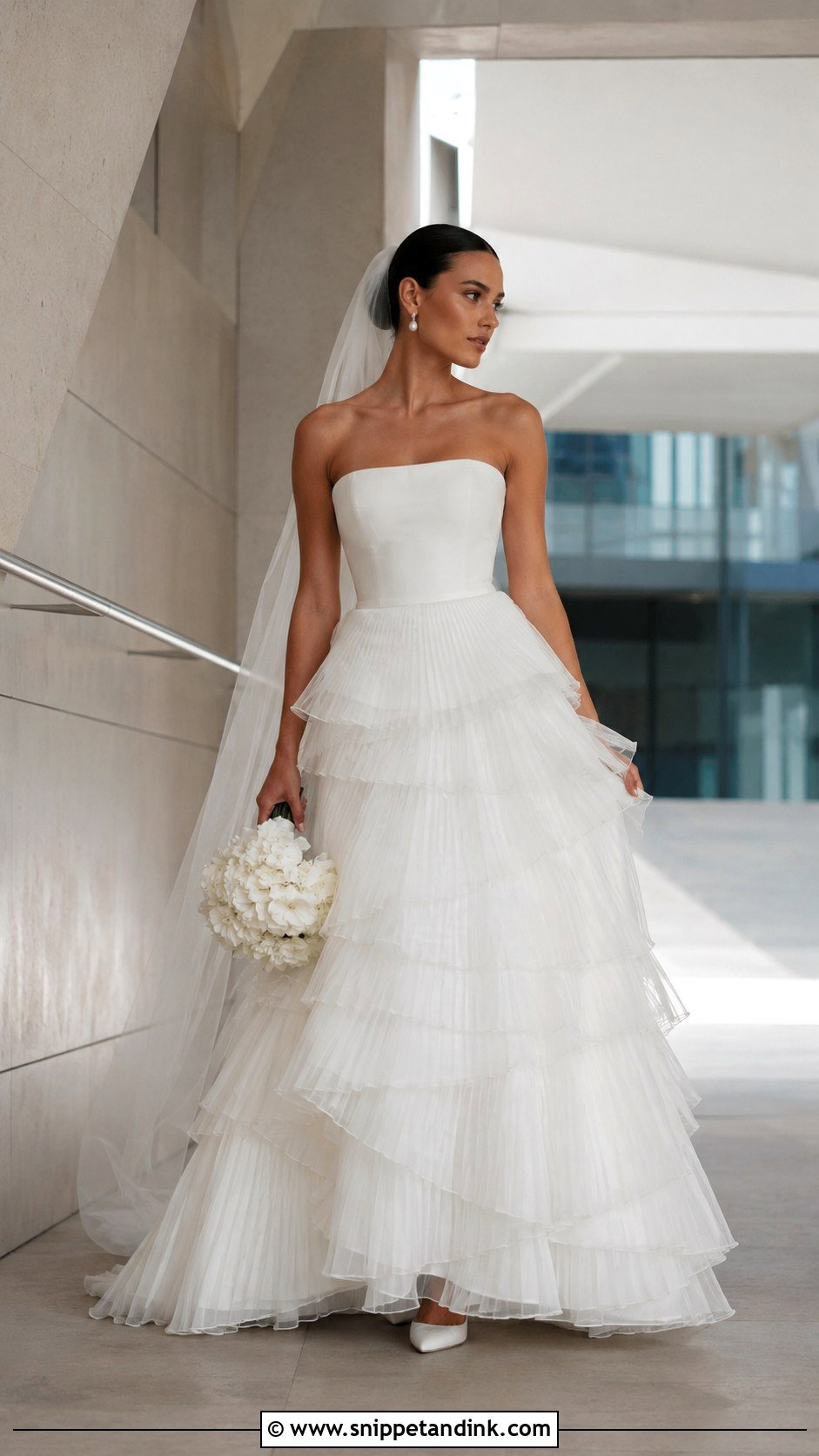 Pleated Organza Layered Skirt Wedding Dress - Snippet and Ink - 20 Layered Skirt Wedding Dress Ideas