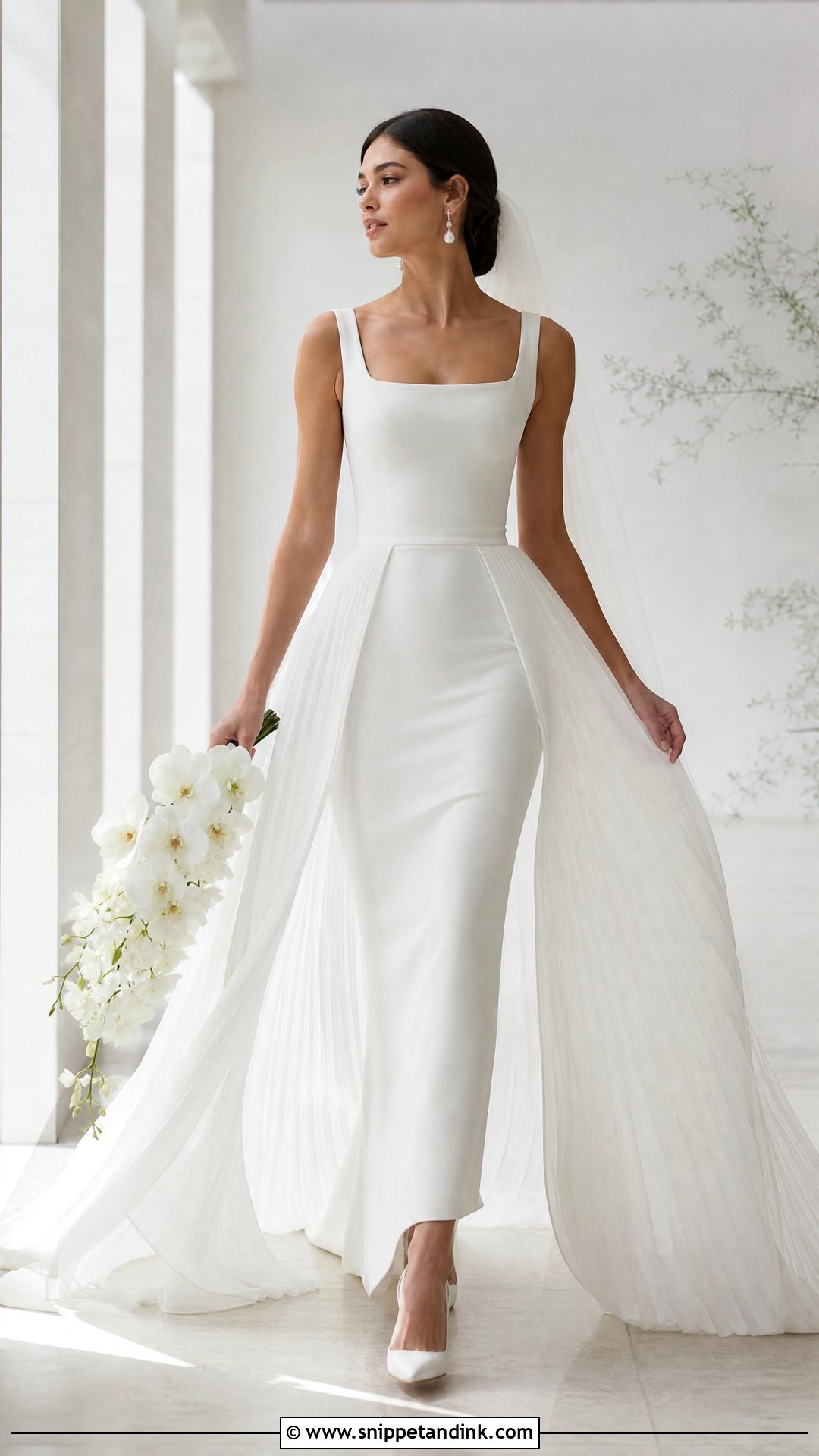 Pleated Over Skirt Wedding Dress - Snippet and Ink - 20 Over Skirt Wedding Dress Ideas