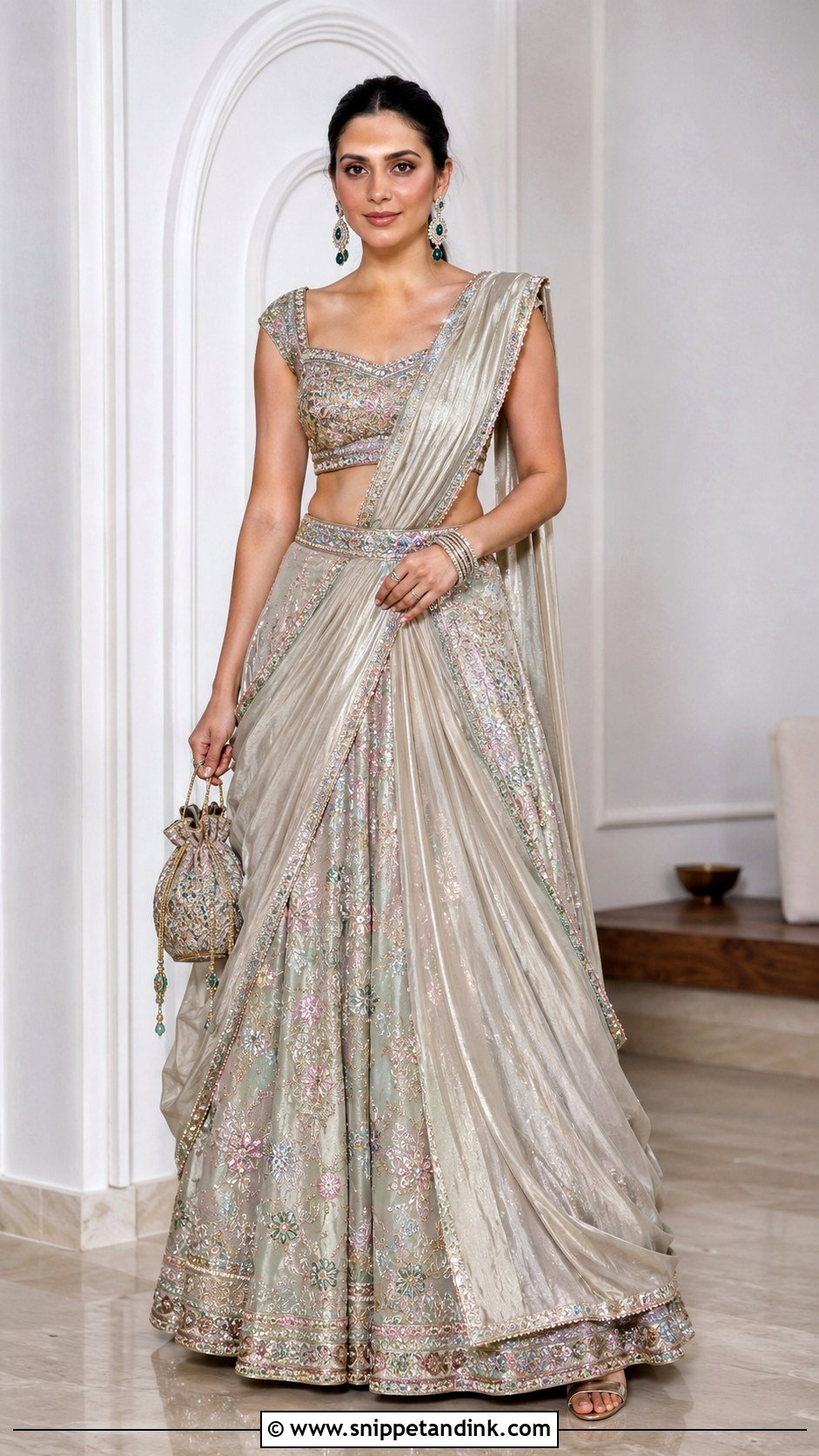 Pleated Pallu Lengha Drape - Snippet and Ink - 20 Lengha Draping Styles