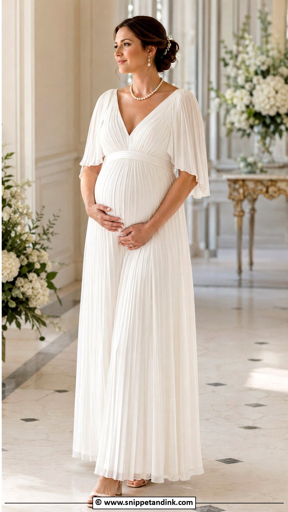 Pleated Pregnant Wedding Dress - Snippet and Ink - 30 Pregnant Wedding Dress Ideas