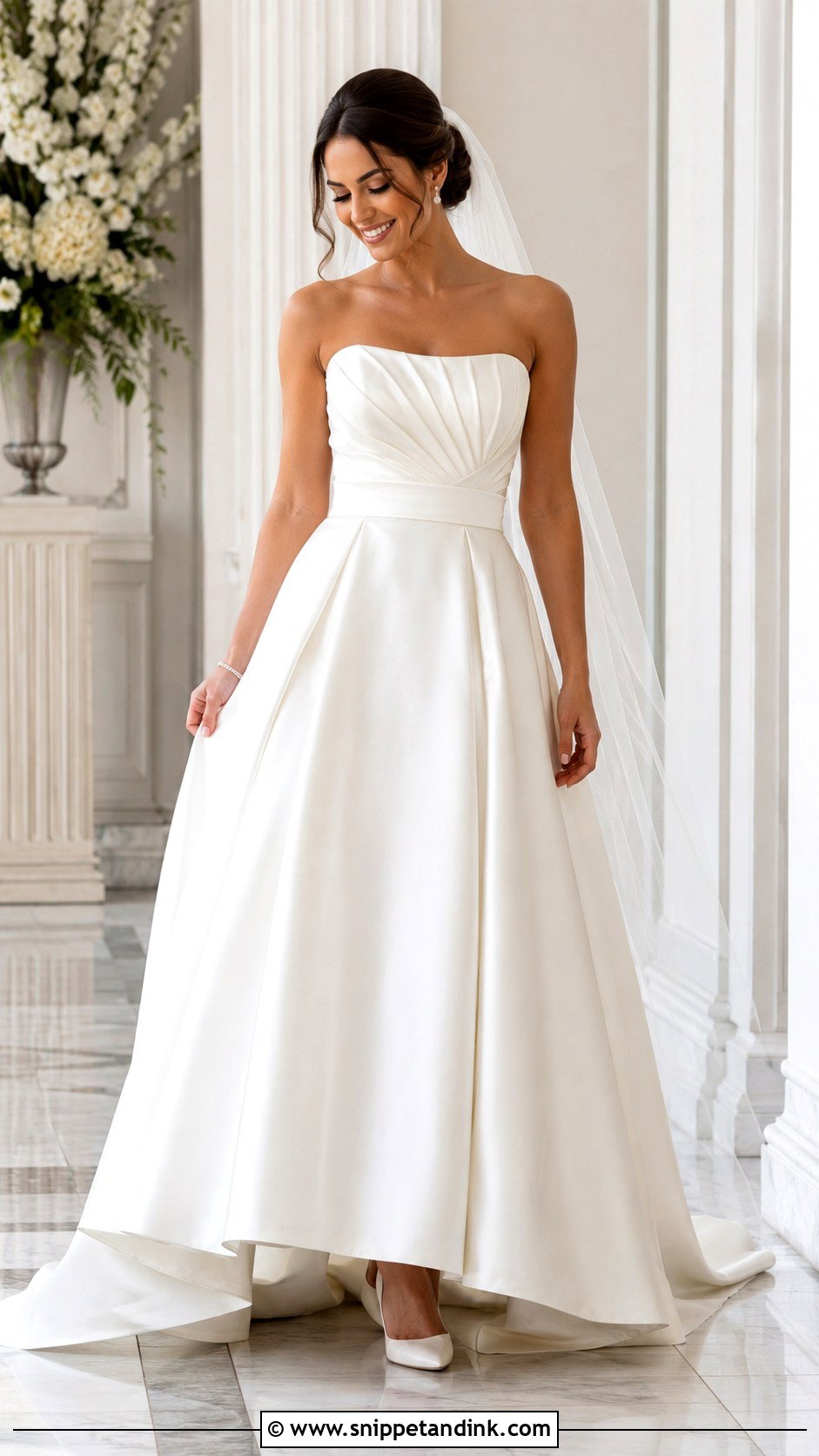 Pleated Satin A Line Wedding Dress - Snippet and Ink - 25 Satin a Line Wedding Dress Ideas