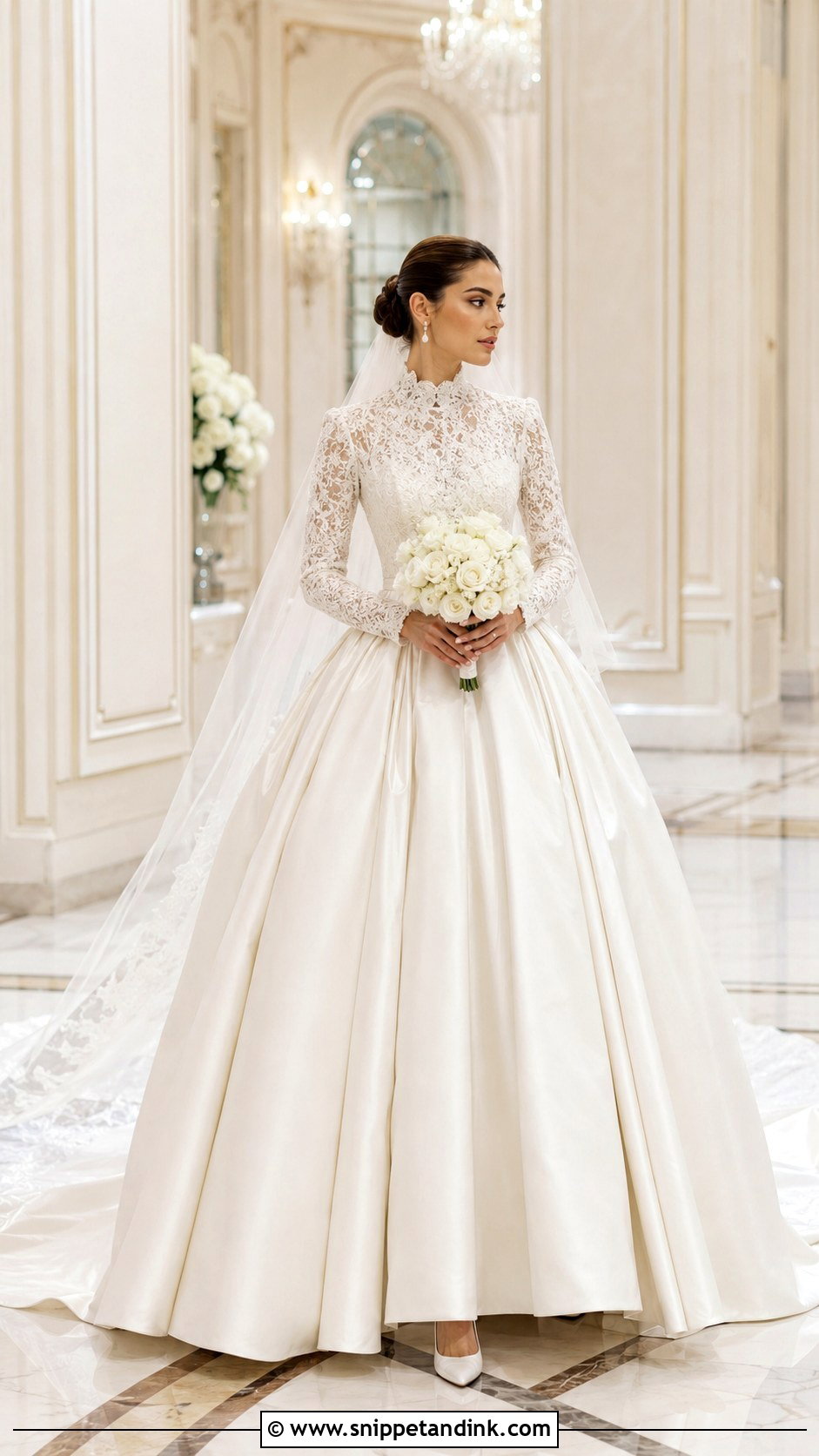 Pleated Satin Ball Gown Wedding Dress - Snippet and Ink - 20 Grace Kelly Inspired Wedding Dress Ideas