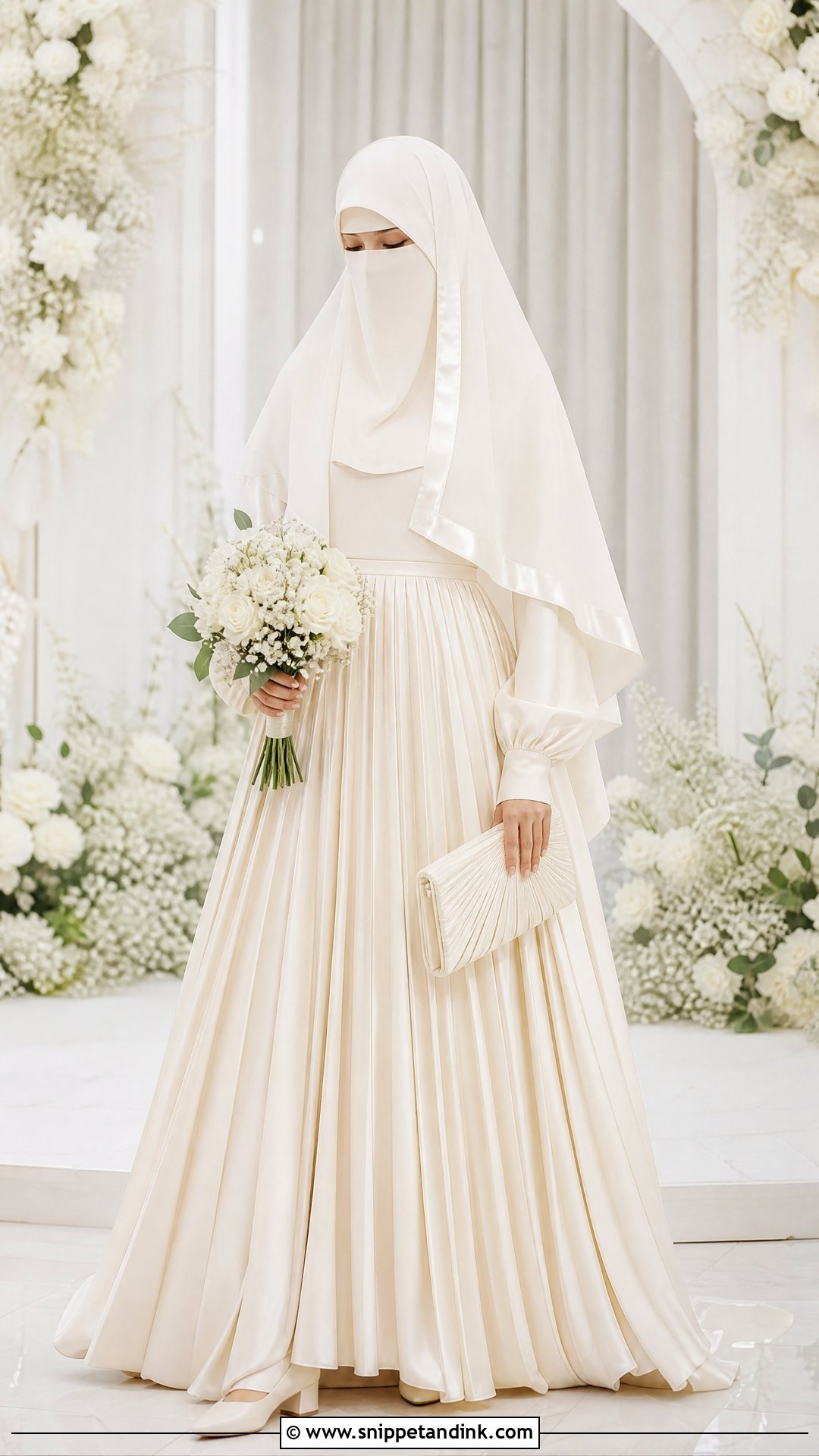 Pleated Satin Niqab Wedding Dress - Snippet and Ink - 25 Niqab Wedding Dress Ideas