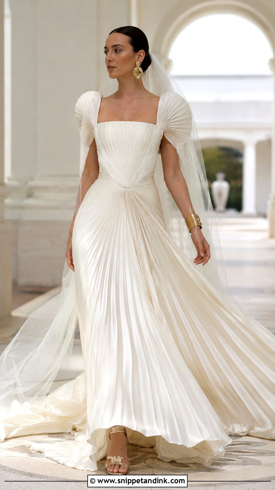 Pleated Schiaparelli Wedding Dress - Snippet and Ink - 20 Schiaparelli Wedding Dress Ideas