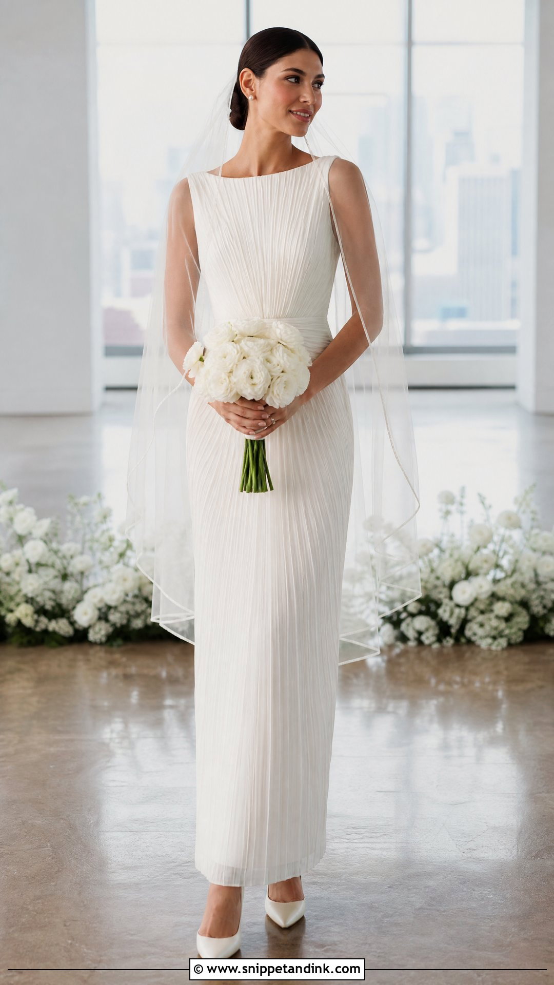 Pleated Sheath Wedding Dress - Snippet and Ink - 25 Pleated Wedding Dress Ideas