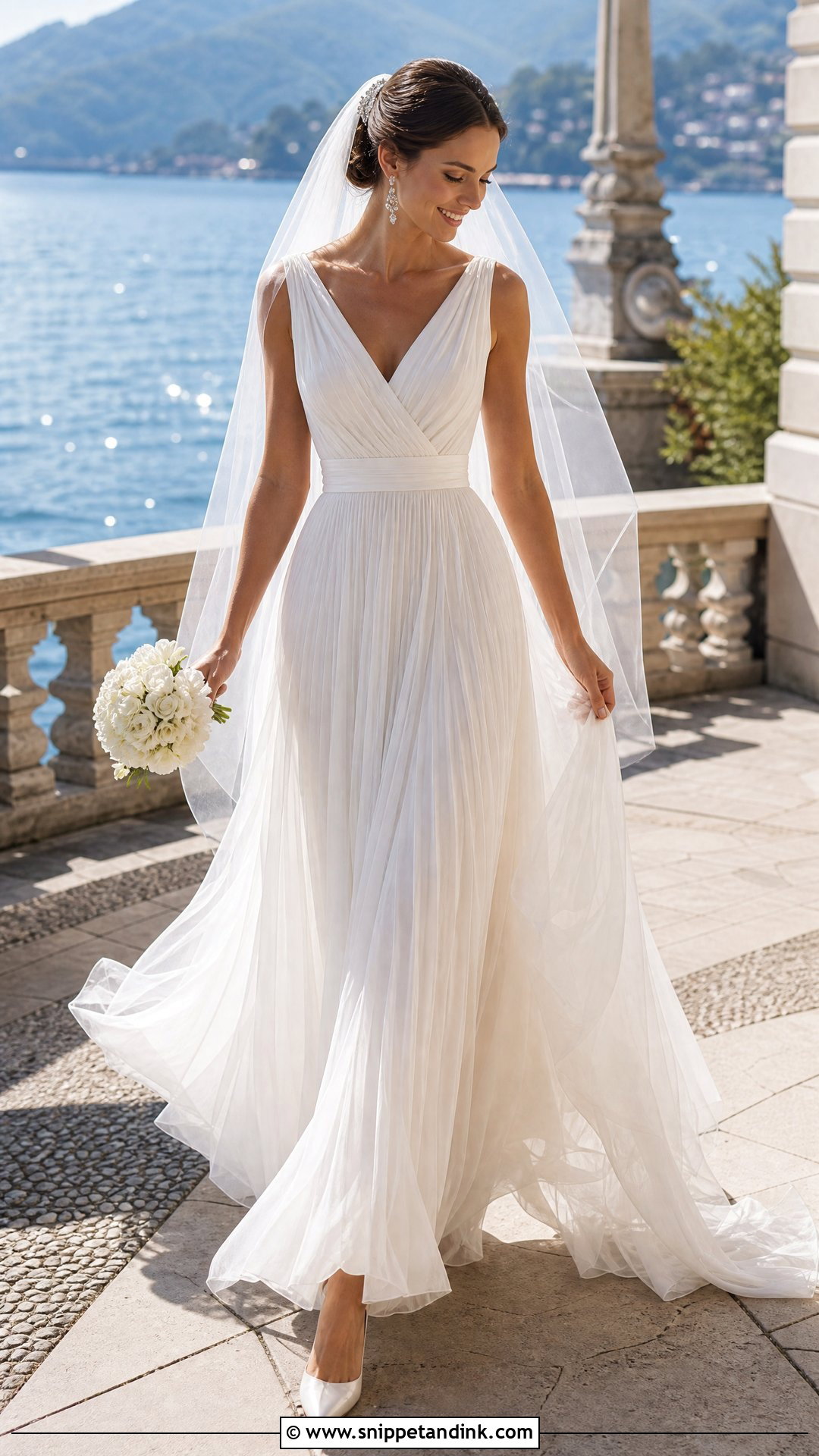 Pleated Silk Chiffon Wedding Dress - Snippet and Ink - 20 Silk Chiffon Wedding Dress Ideas