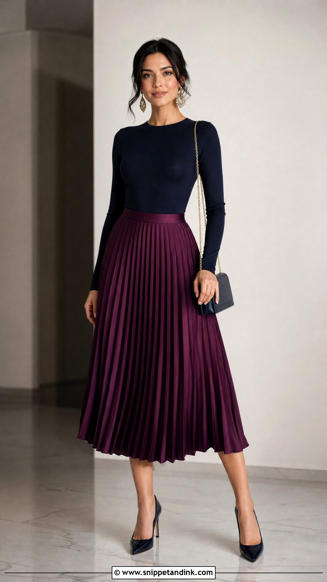 Pleated Silk Skirt With Fitted Bodysuit - Snippet and Ink - 20 Silk Skirt Wedding Outfit Ideas