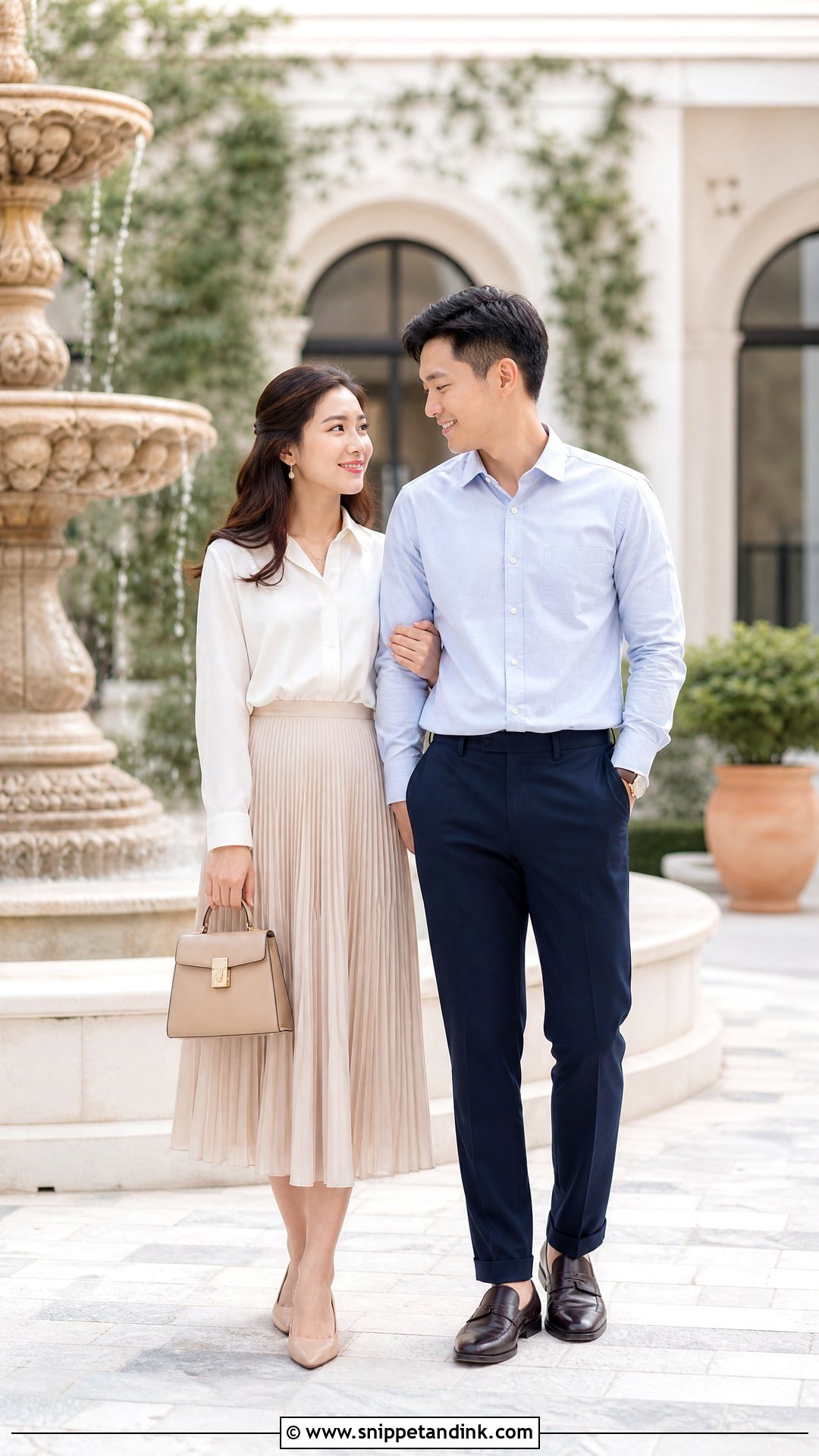 Pleated Skirt And Blouse Prenup Outfit - Snippet and Ink - 25 Pre Nup Outfit Ideas