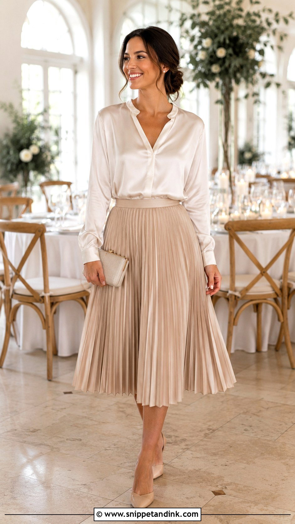 Pleated Skirt And Blouse Wedding Attire - Snippet and Ink - 25 Dressy Casual Wedding Attire Ideas