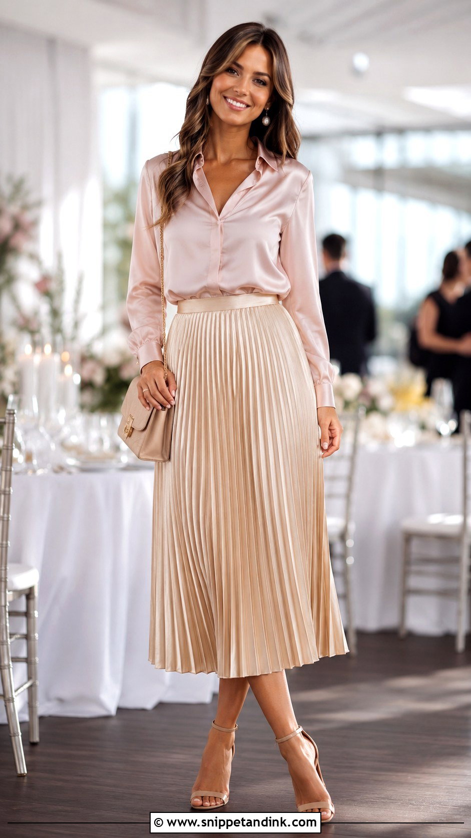 Pleated Skirt And Blouse Wedding Outfit - Snippet and Ink - 30 Trendy Wedding Outfits