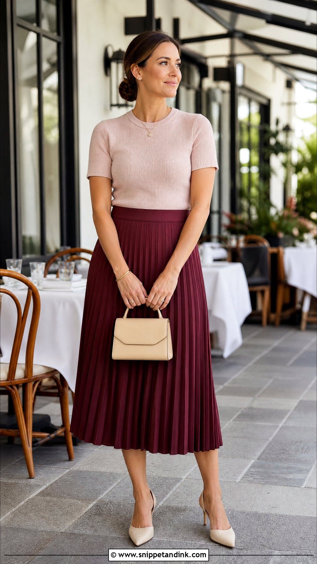 Pleated Skirt And Knit Top Casual Wedding Outfit - Snippet and Ink - 20 What to Wear to a Casual Wedding Ideas