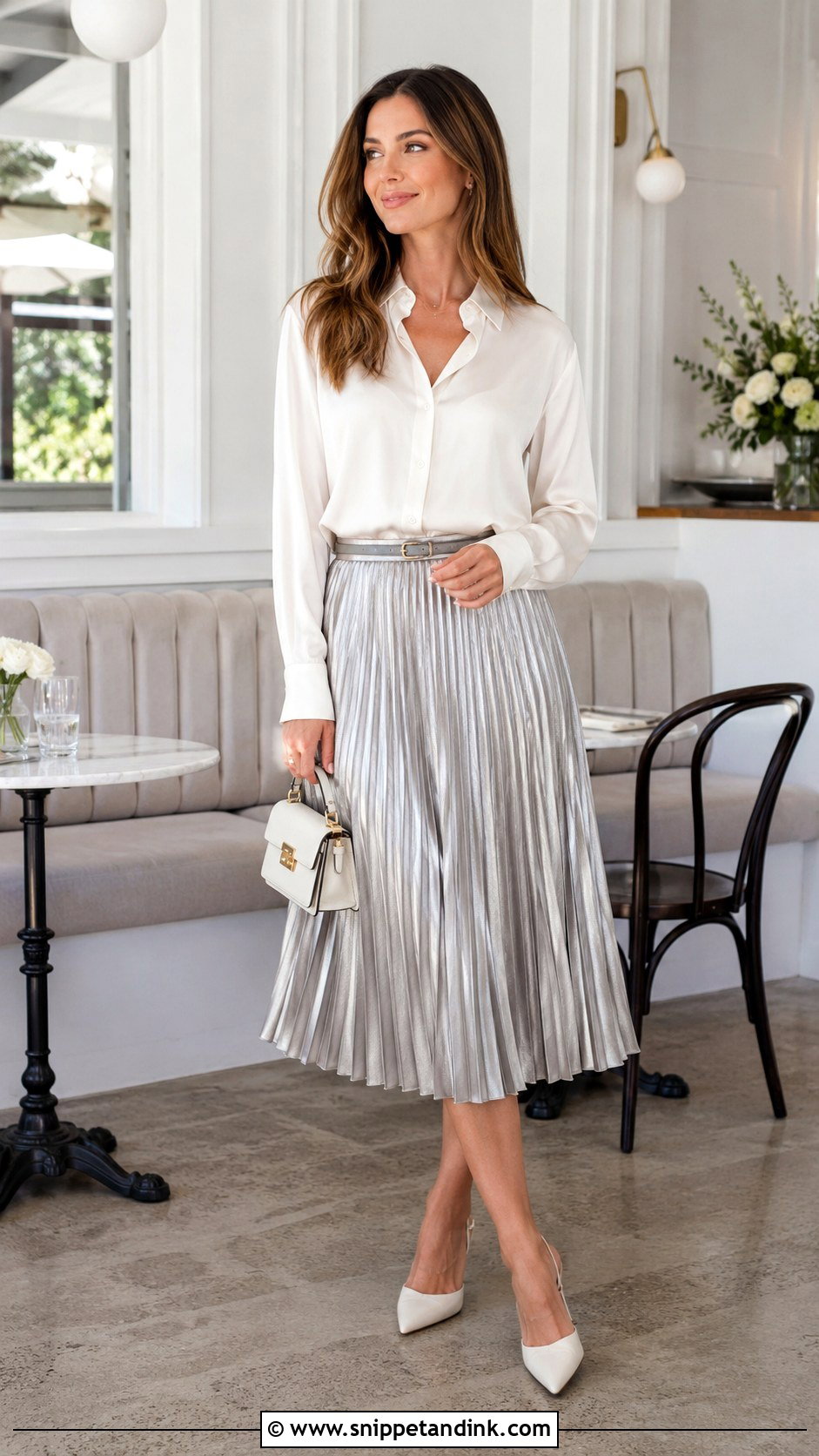 Pleated Skirt Anniversary Outfit - Snippet and Ink - 25 Wedding Anniversary Outfit Ideas