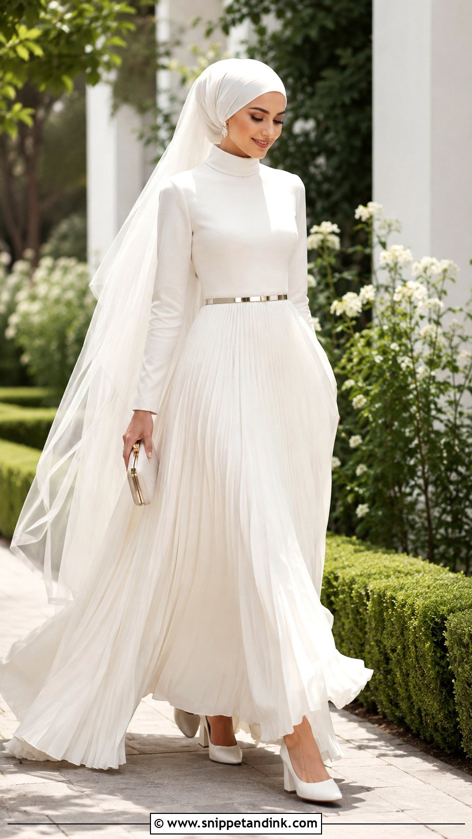 Pleated Skirt Muslimah Wedding Dress - Snippet and Ink - 20 Simple Muslimah Wedding Dress Ideas