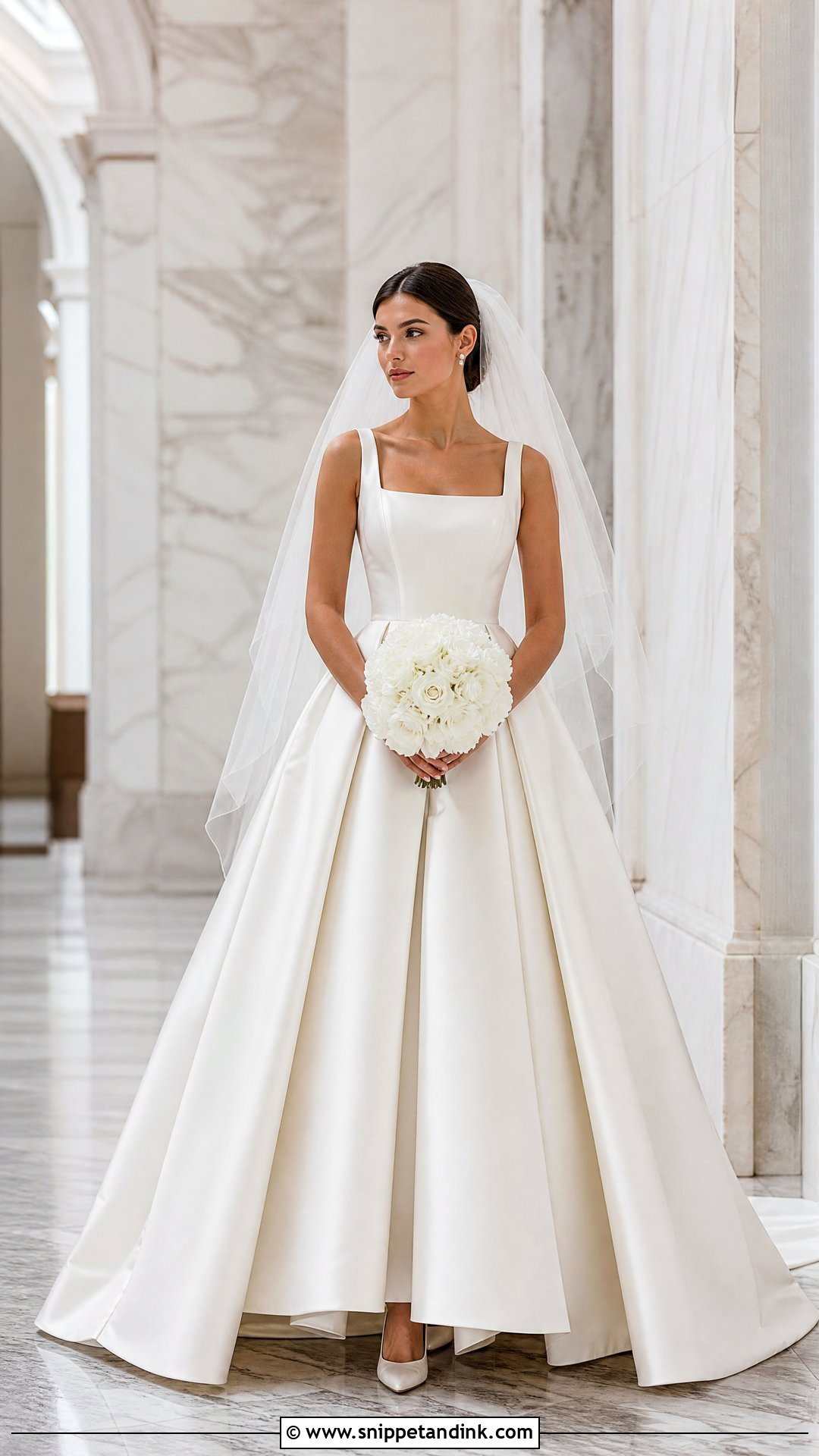 Pleated Skirt Princess Satin Wedding Dress - Snippet and Ink - 20 Princess Satin Wedding Dresses