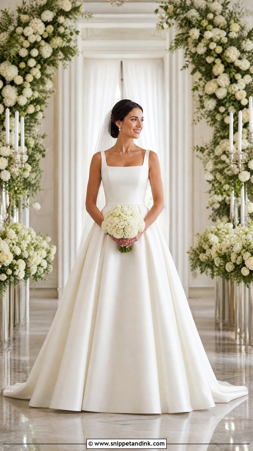Pleated Skirt Satin Bridal Dress - Snippet and Ink - 20 Satin Bridal Dress Ideas