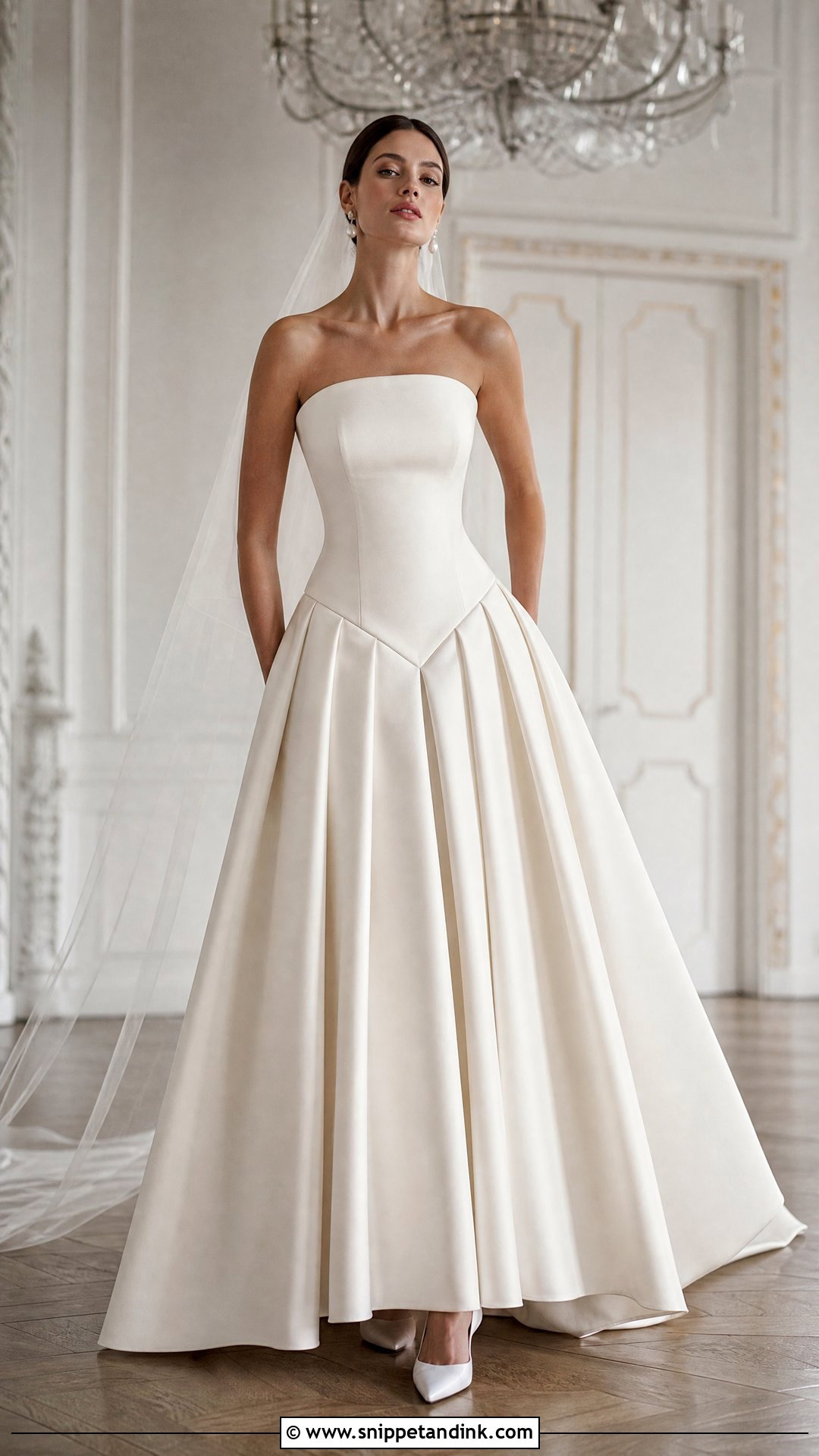Pleated Skirt V Drop Waist Wedding Dress - Snippet and Ink - 20 V Drop Waist Wedding Dress Ideas