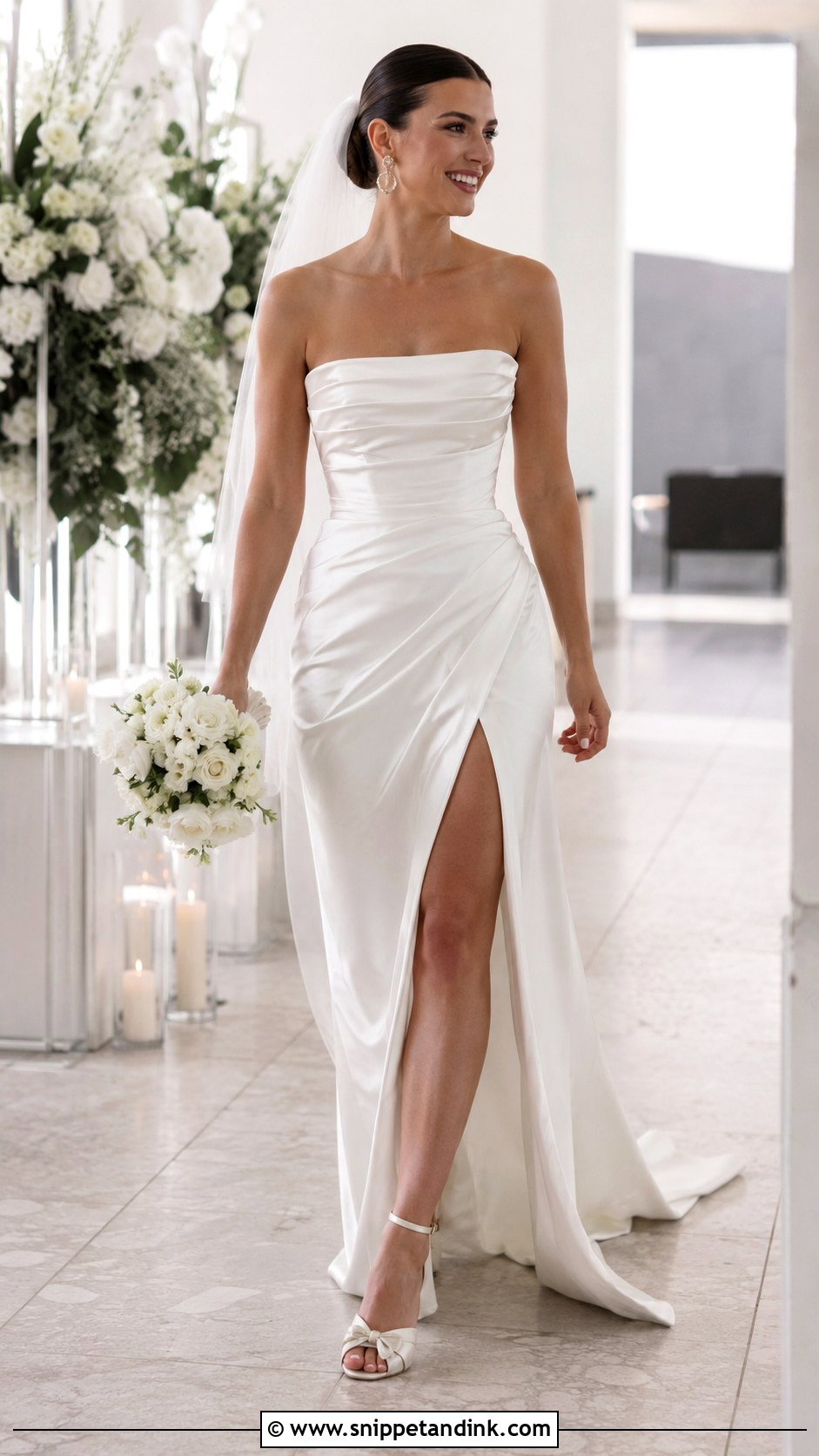 Pleated Slit Wedding Dress - Snippet and Ink - 20 Wedding Dress Details Ideas