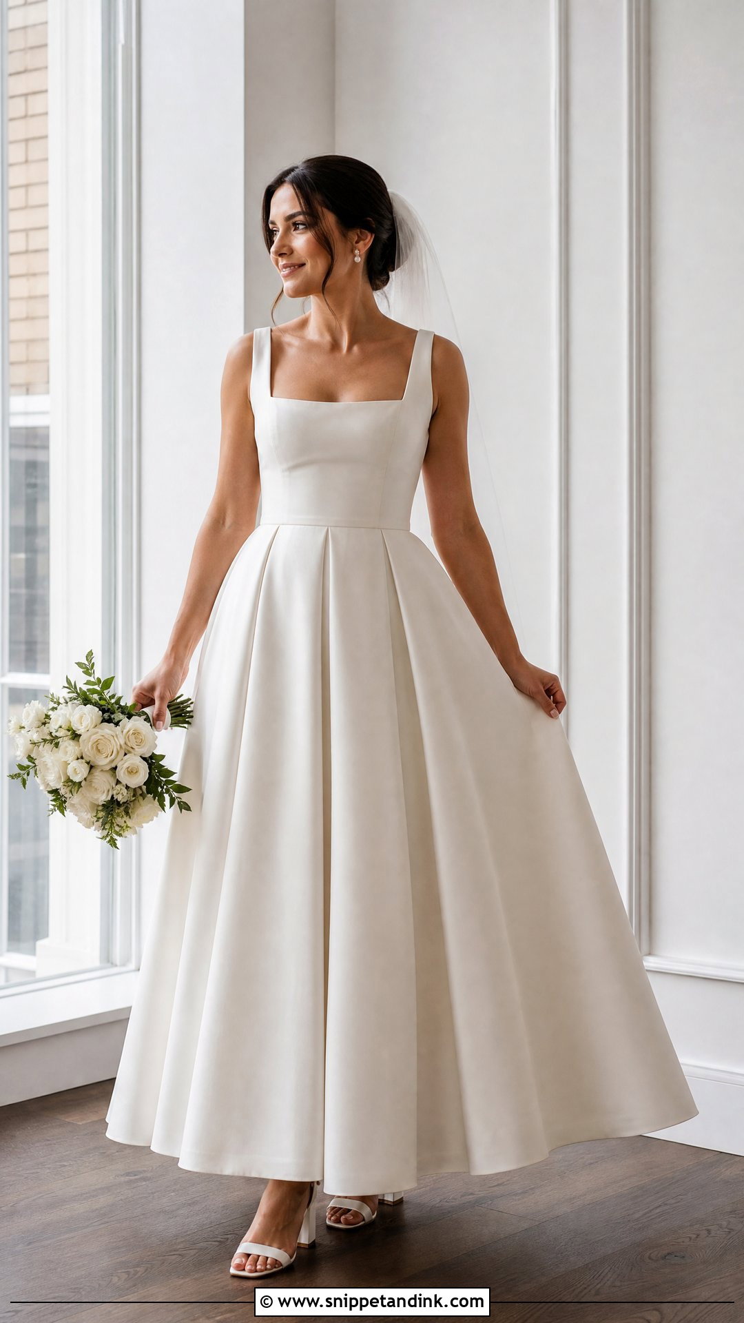 Pleated Square Neck Wedding Dress - Snippet and Ink - 25 Pleated Wedding Dress Ideas