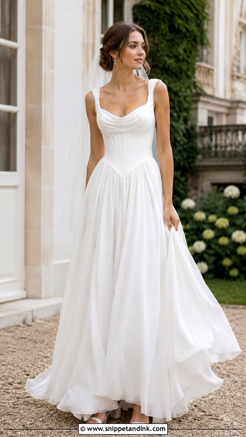 Pleated Strap Basque Waist Wedding Dress - Snippet and Ink - 20 Basque Waist Wedding Dress with Straps Ideas