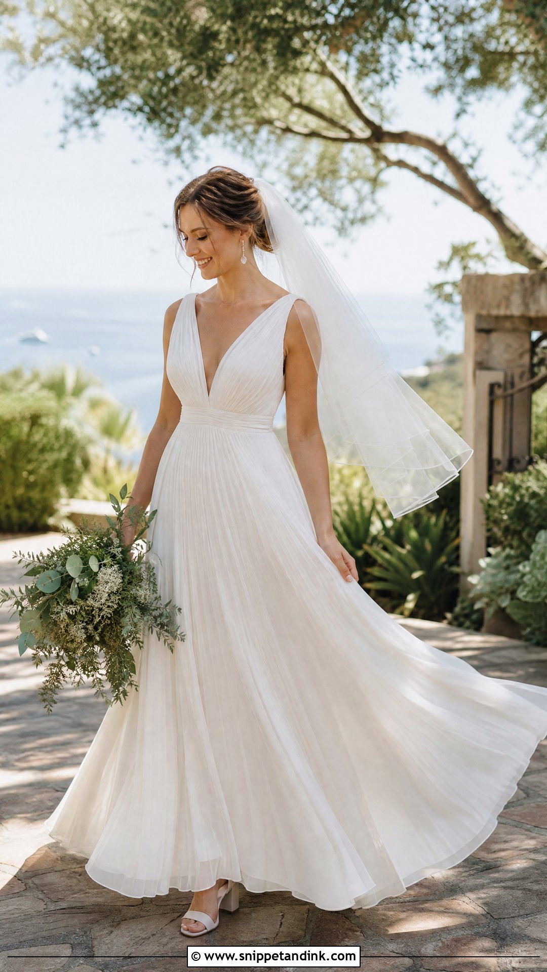 Pleated Strap Chiffon Wedding Dress - Snippet and Ink - 20 Wedding Dresses Straps