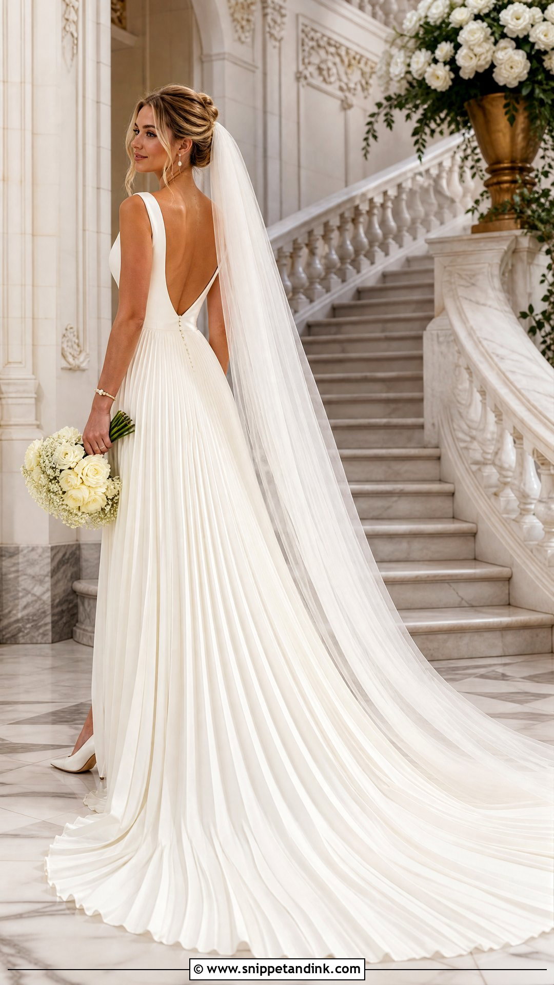 Pleated Train Wedding Dress - Snippet and Ink - 25 Pleated Wedding Dress Ideas
