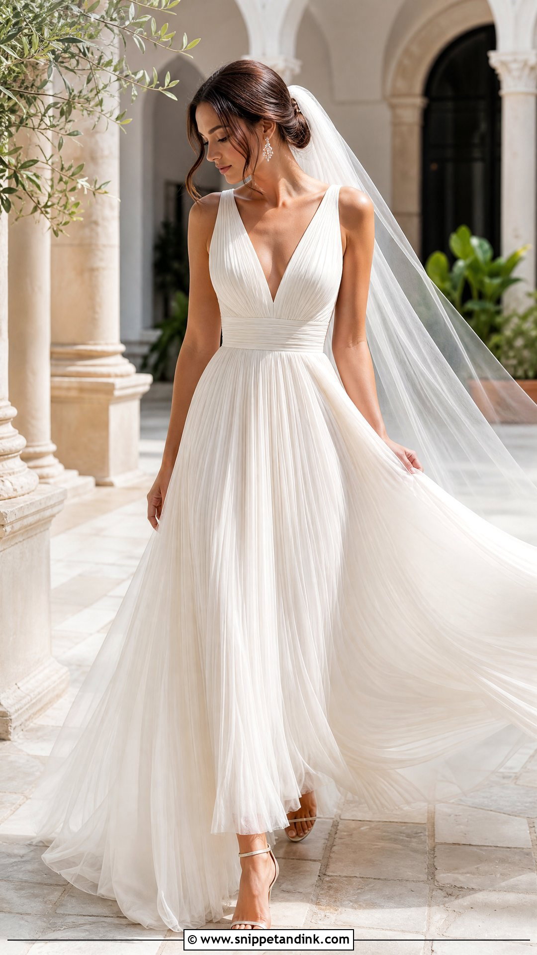 Pleated Tulle Dress With Flowing Train - Snippet and Ink - 25 Dress Train Ideas