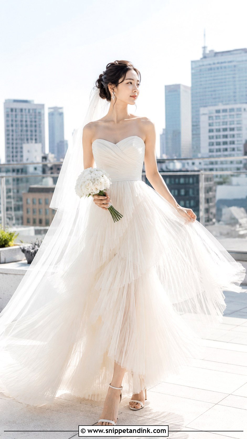 Pleated Tulle Kdrama Wedding Dress - Snippet and Ink - 20 Kdrama Wedding Dress Ideas