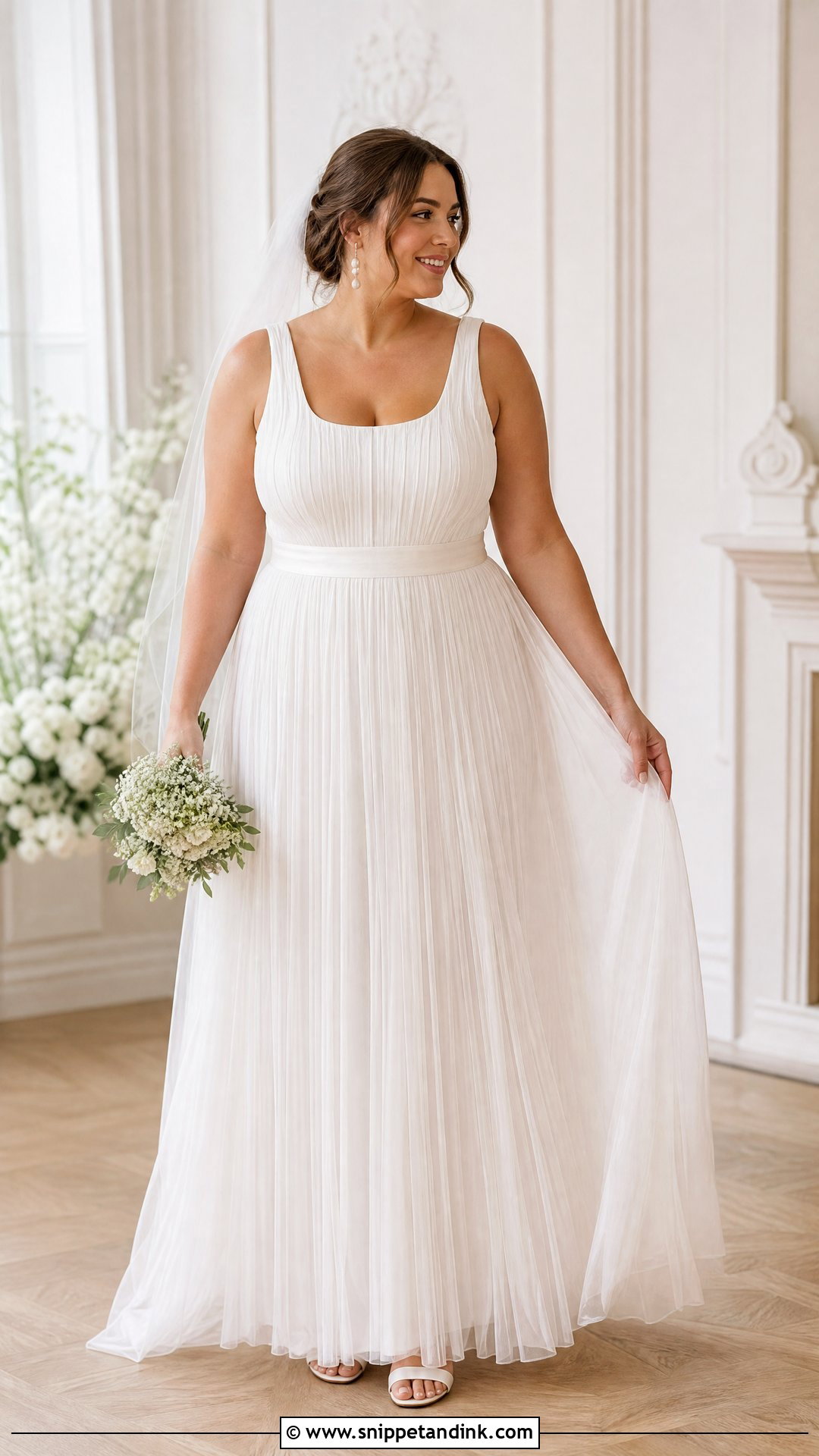 Pleated Tulle Wedding Dress - Snippet and Ink - 20 Wedding Dresses for Chubby Brides