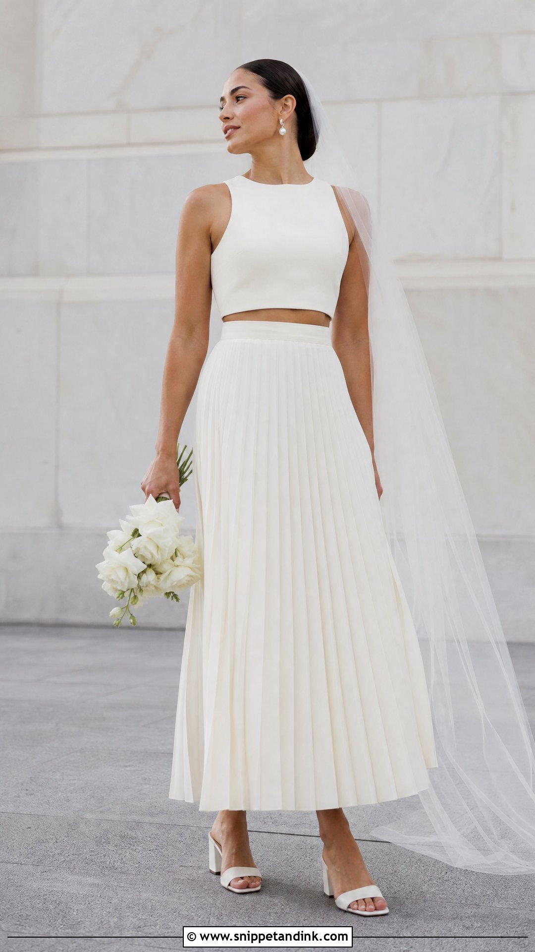 Pleated Two Piece Wedding Dress - Snippet and Ink - 25 Pleated Wedding Dress Ideas