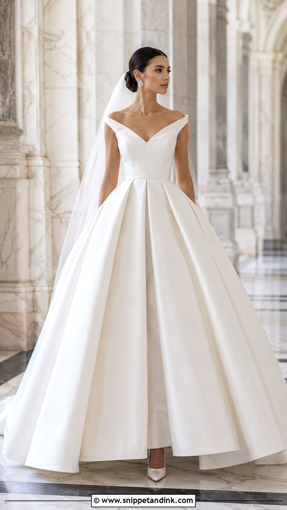 Pleated Wedding Dress Ballgown With Modern Neckline - Snippet and Ink - 25 Extravagant Wedding Dress Ballgown Ideas
