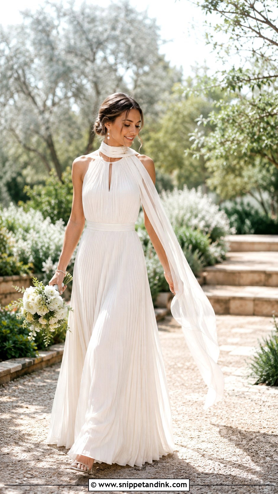 Pleated Wedding Dress With Scarf - Snippet and Ink - 20 Wedding Dresses with Scarf