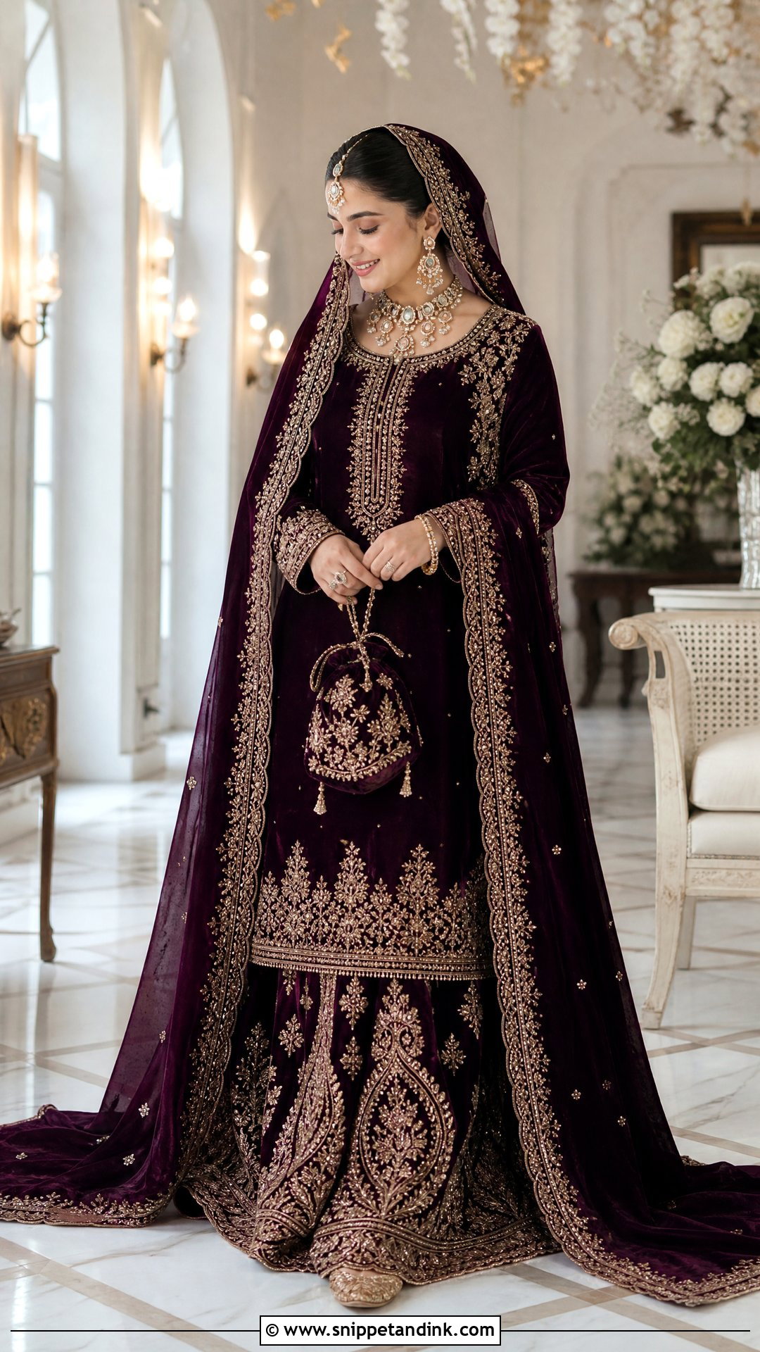 Plum Agha Noor Bridal Velvet Dress - Snippet and Ink - 20 Agha Noor Bridal Ideas
