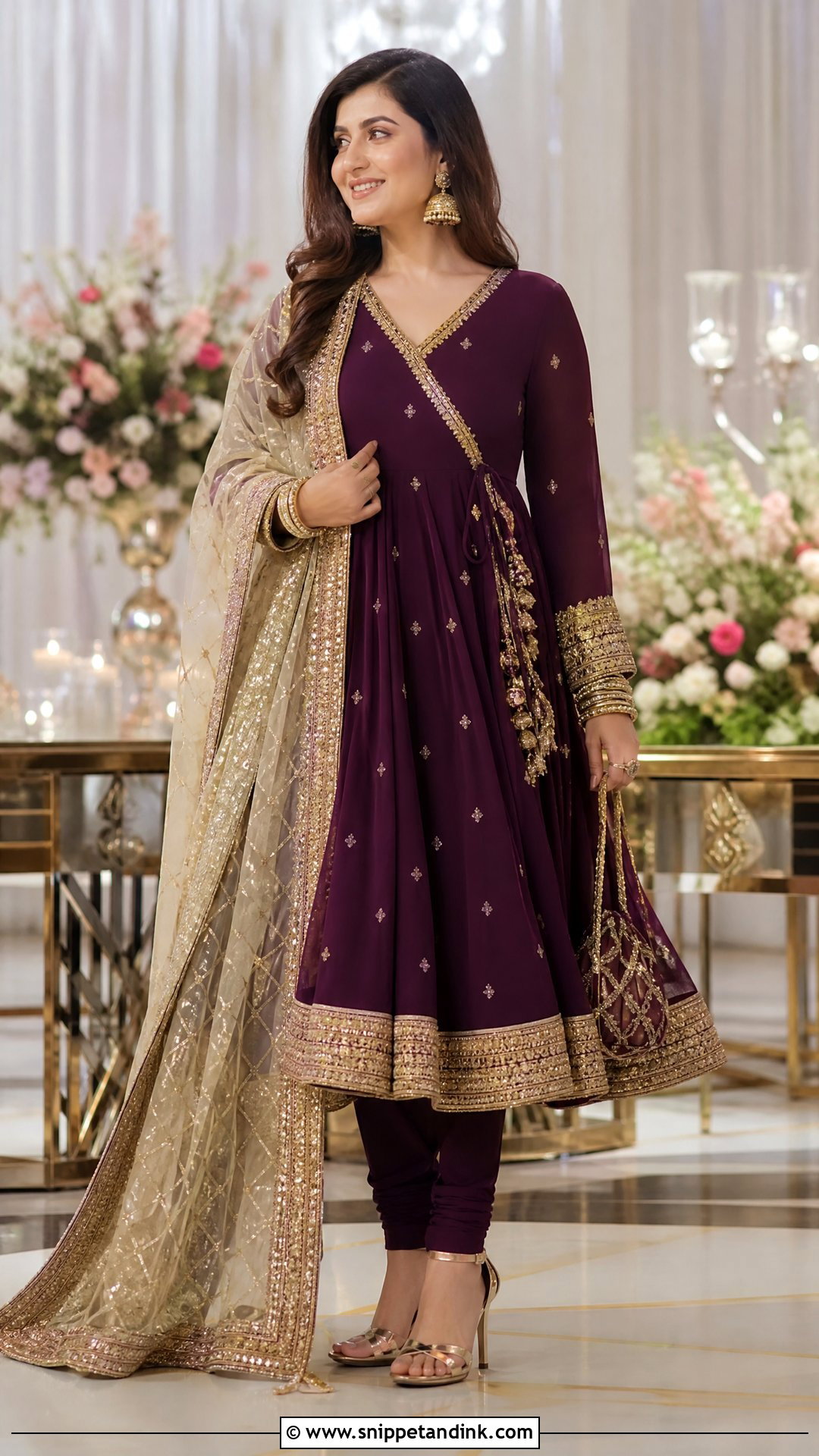 Plum Angrakha Pakistani Wedding Suit - Snippet and Ink - 20 Pakistani Wedding Suits