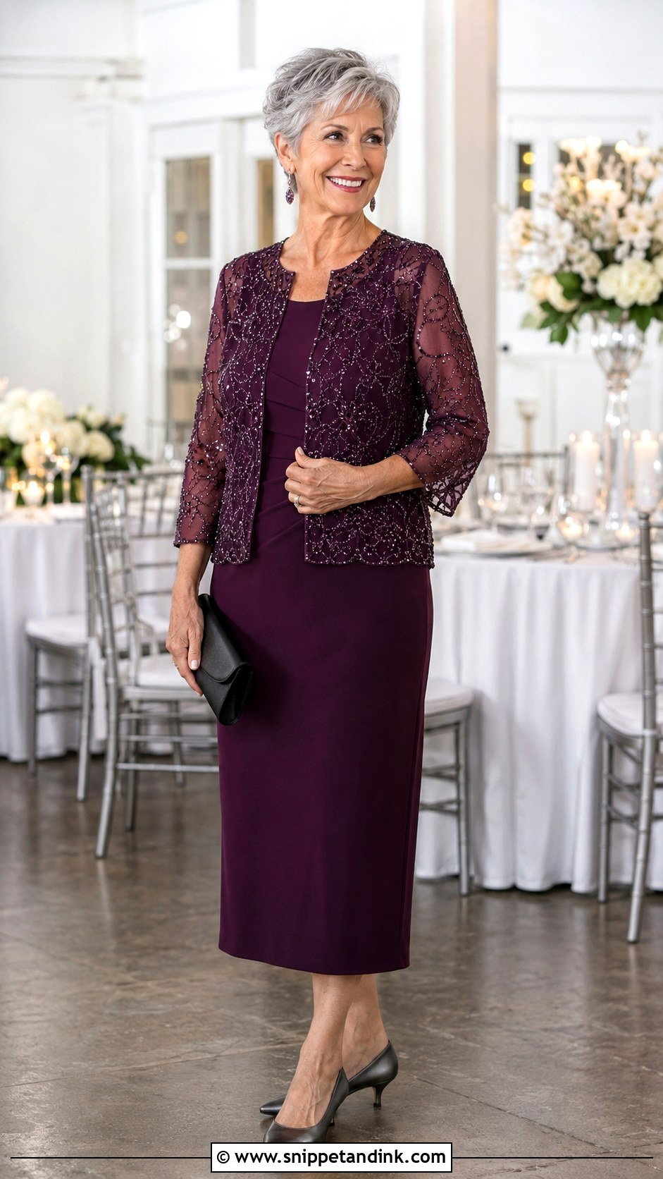 Plum Beaded Jacket Nana Wedding Dress - Snippet and Ink - 20 Nana Wedding Dress Ideas