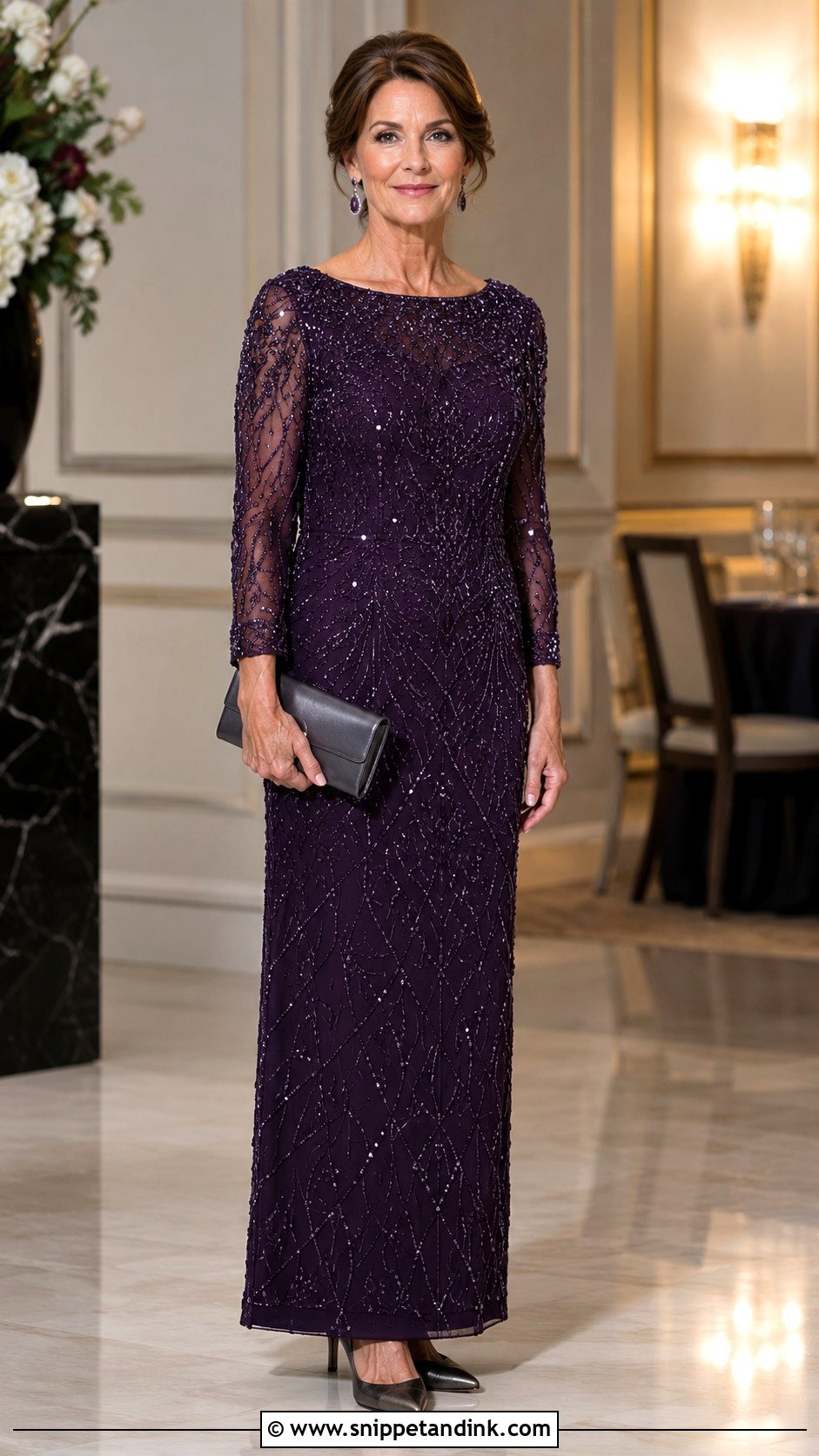 Plum Beaded Mother of the Bride Dress - Snippet and Ink - 20 Mom of Bride Dresses