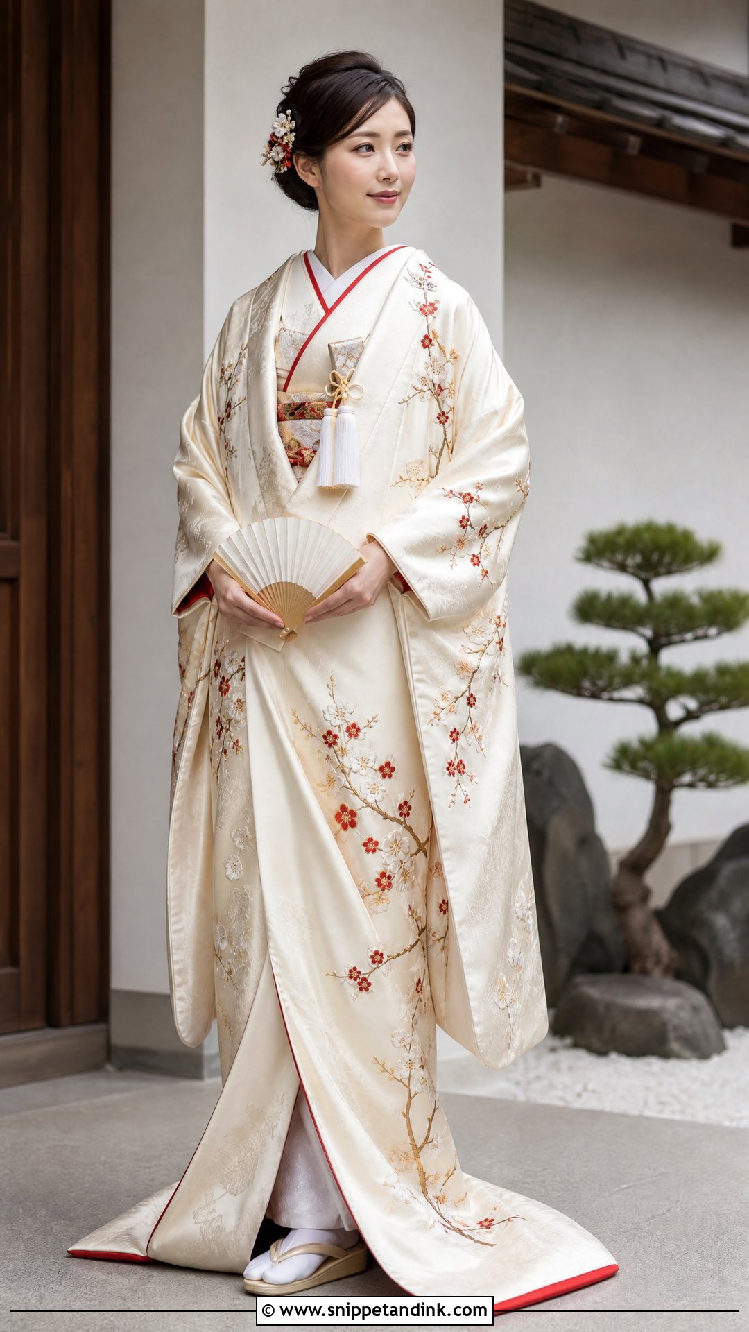 Plum Blossom Kimono Wedding Dress - Snippet and Ink - 25 Kimono Wedding Dress Ideas