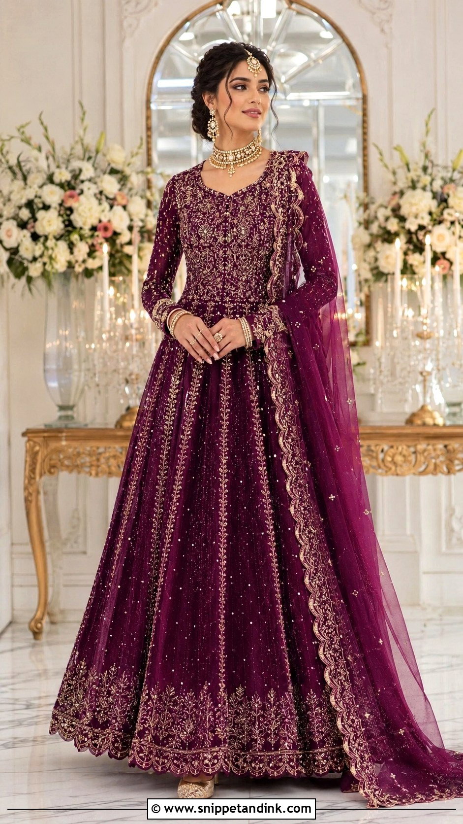 Plum Bridal Maxi Dress for Barat - Snippet and Ink - 20 Bridal Dress for Barat Ideas