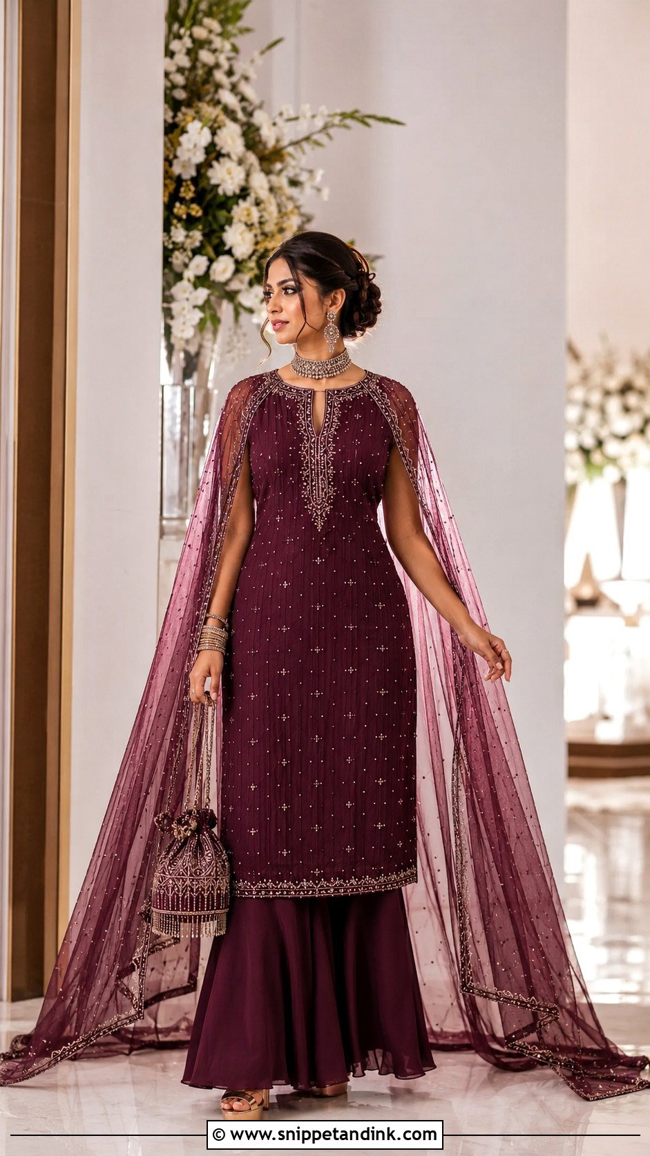 Plum Cape Punjabi Bridal Suit - Snippet and Ink - 20 Indian Punjabi Bridal Suits
