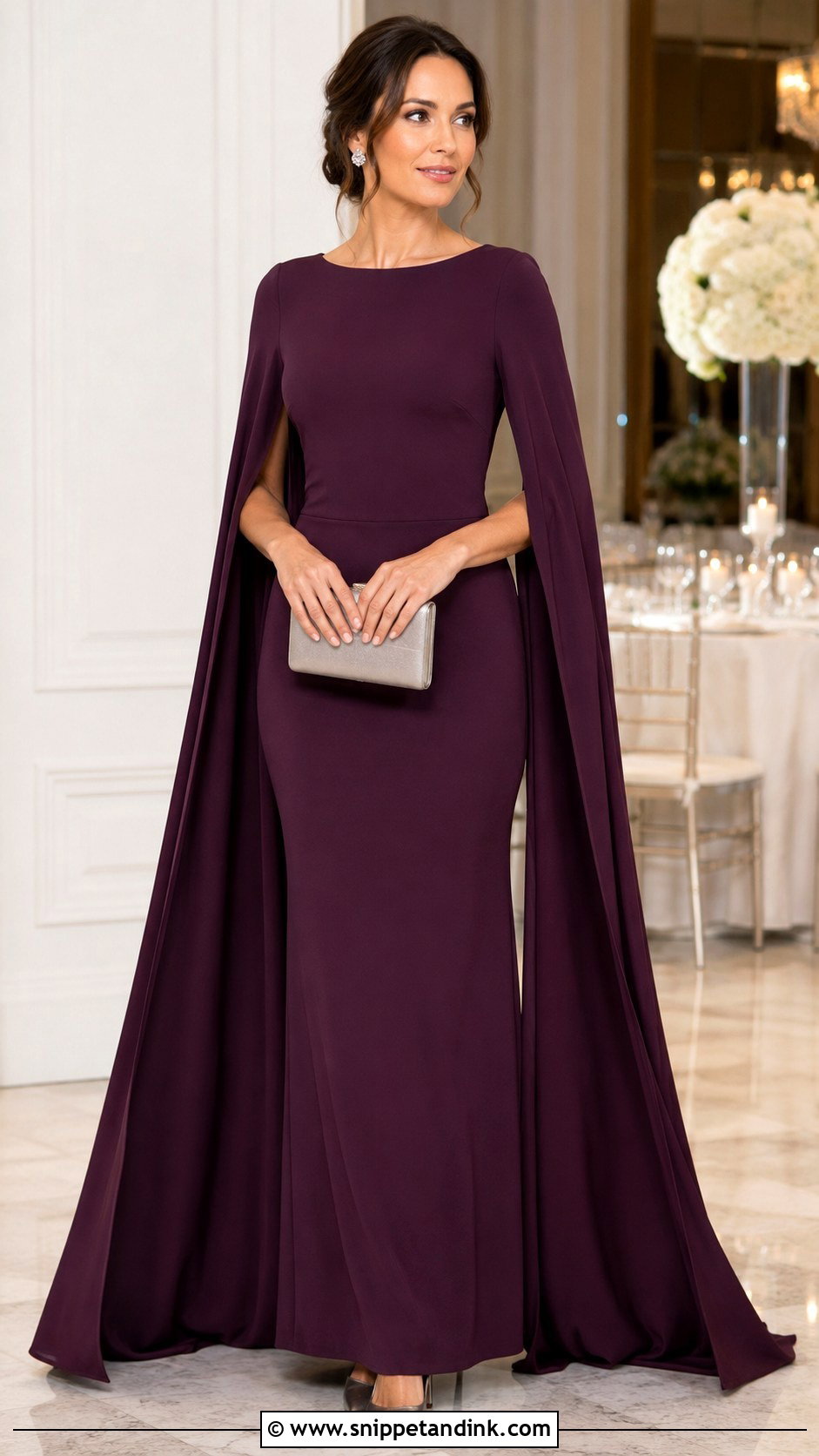Plum Cape Sleeve Formal Wedding Gown - Snippet and Ink - 20 Fancy Dresses for Weddings
