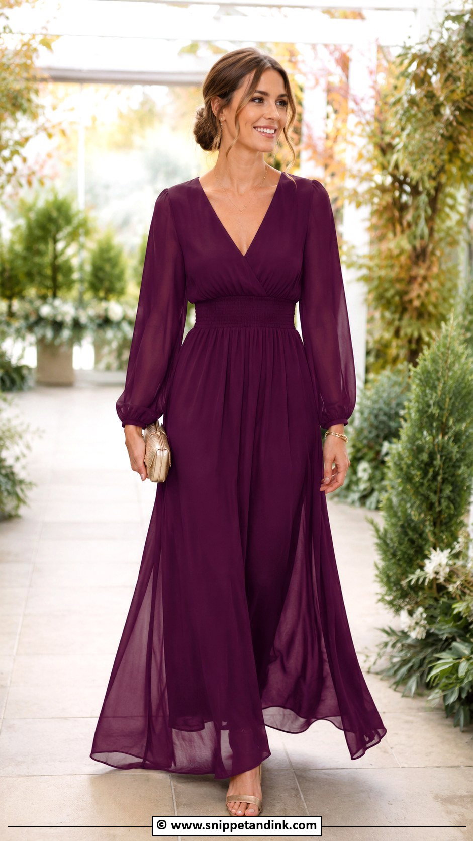 Plum Chiffon Maxi Dress - Snippet and Ink - 30 Fall Wedding Dress Ideas