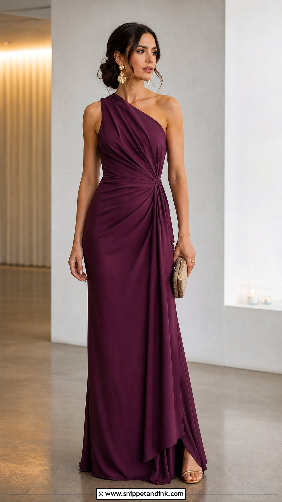 Plum Draped Formal Wedding Dress - Snippet and Ink - 20 Formal Wedding Dresses