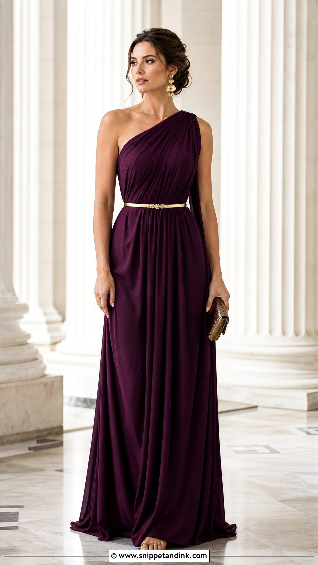 Plum Draped Grecian Gown - Snippet and Ink - 20 Regal Dress Gowns