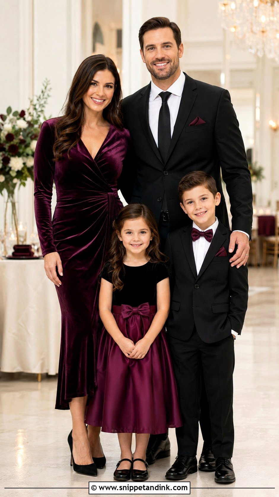 Plum Dress And Black Suit Family Wedding Outfit - Snippet and Ink - 25 Family Wedding Outfits
