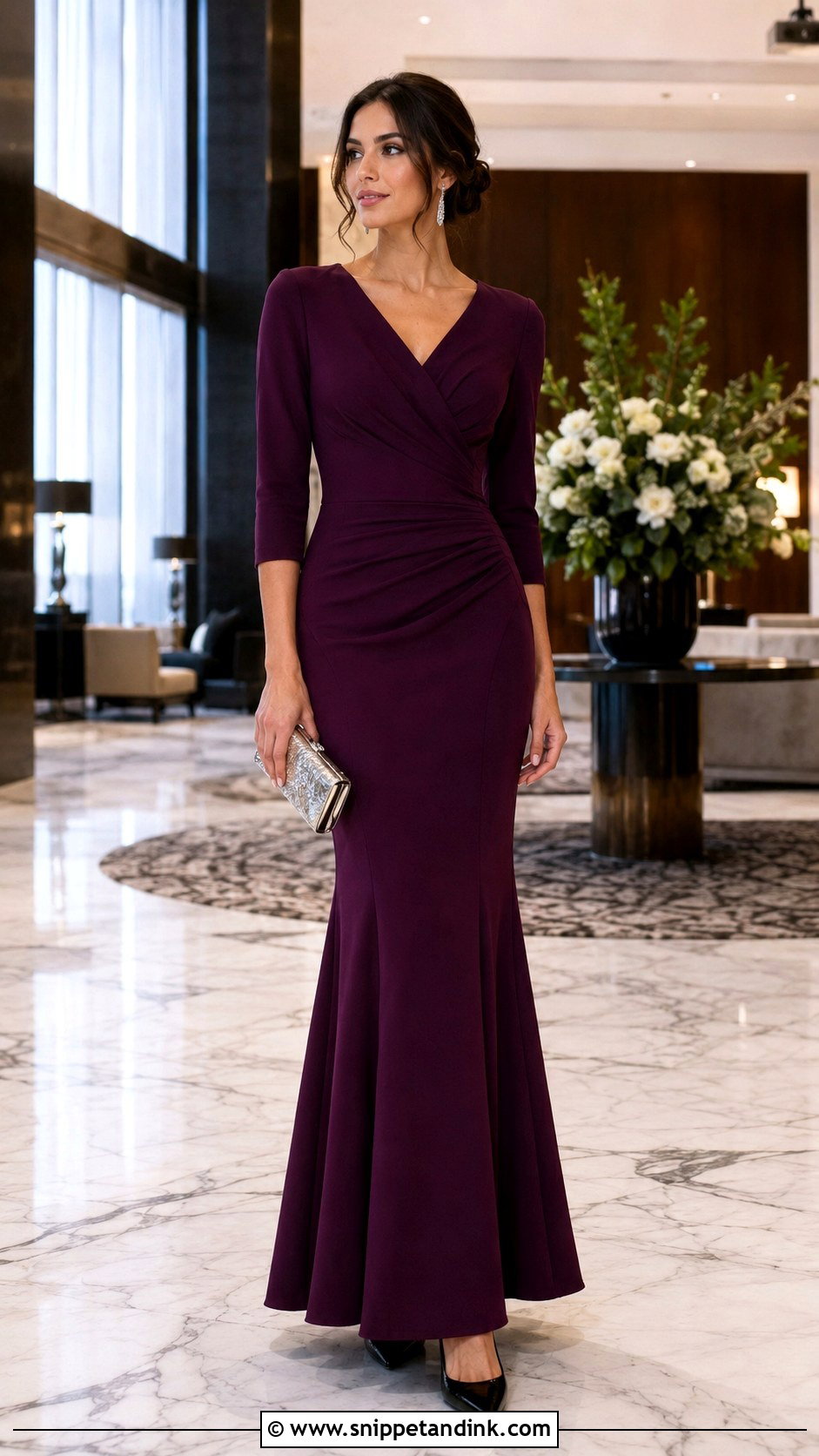 Plum Fit And Flare Gown - Snippet and Ink - 20 Minimalist Gown Ideas