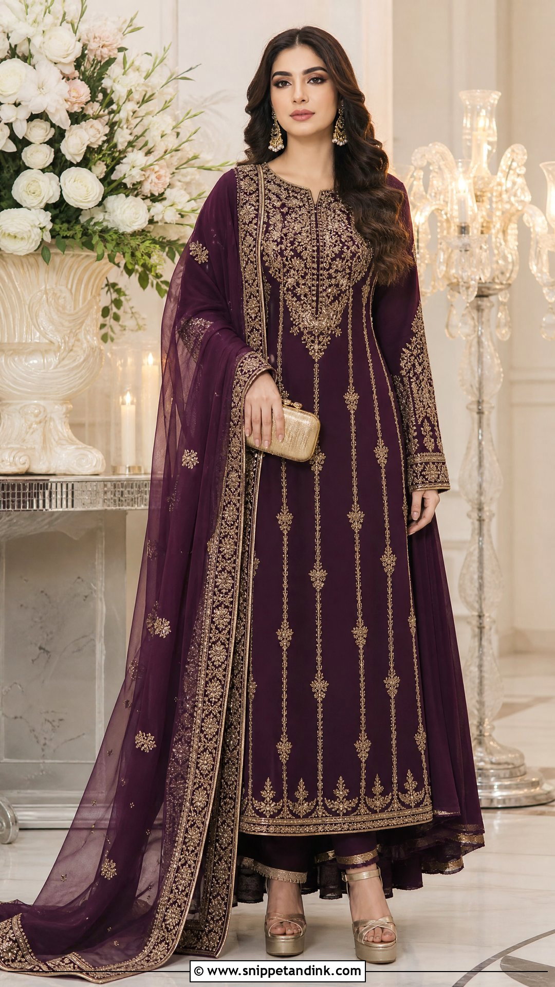 Plum Floor Length Wedding Shalwar - Snippet and Ink - 20 Wedding Shalwar Design for Women Ideas