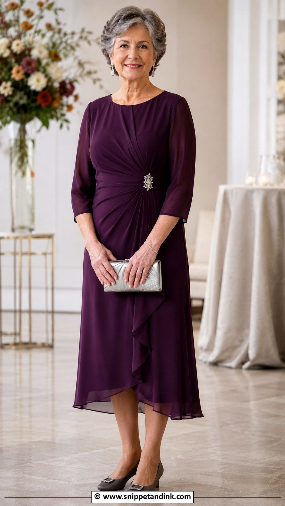 Plum Grandmother Wedding Dress Outfit - Snippet and Ink - 30 Grandmother Wedding Outfit Ideas