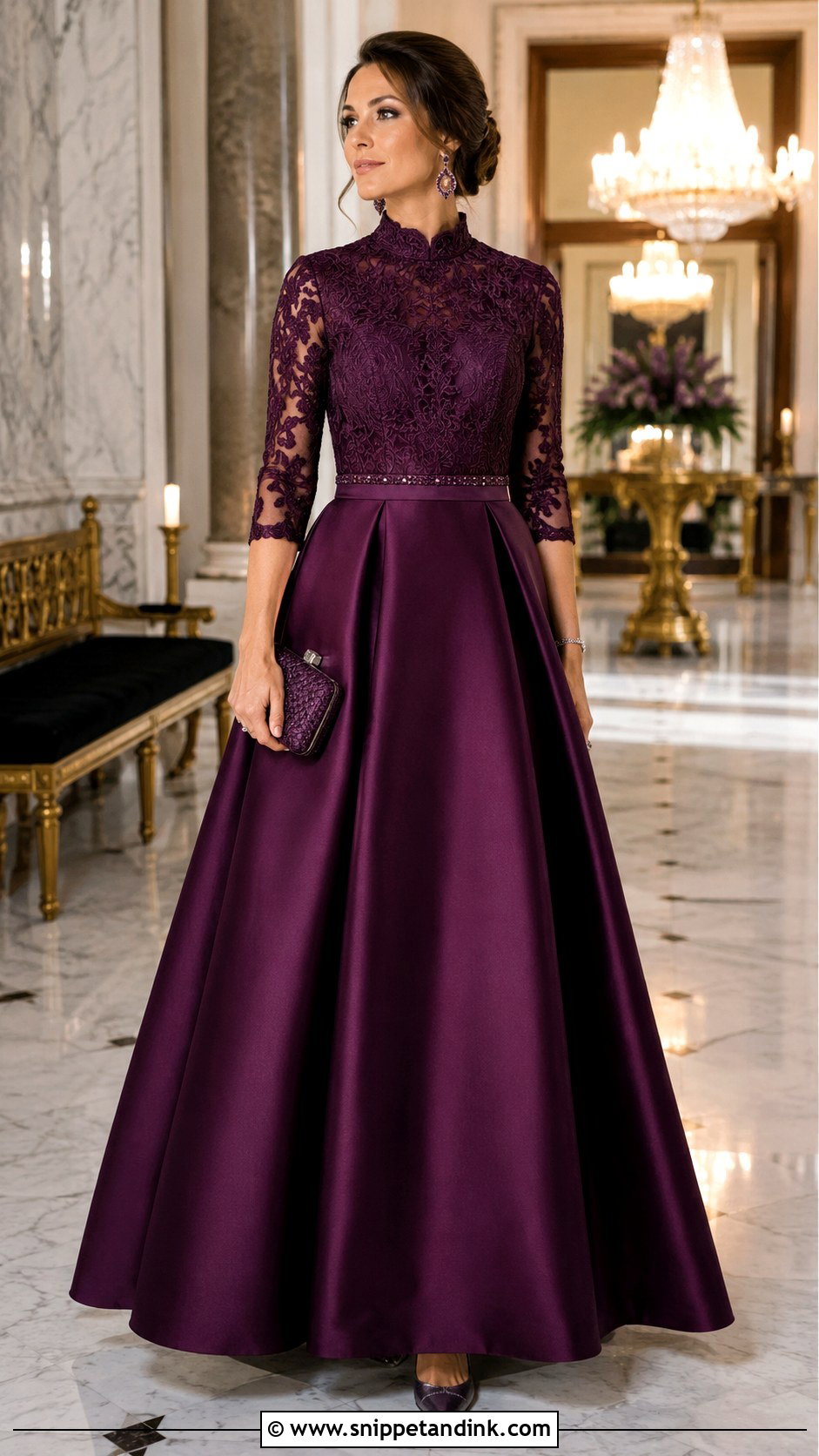 Plum High Neck Royal Ball Gown - Snippet and Ink - 20 Royal Ball Gown Ideas